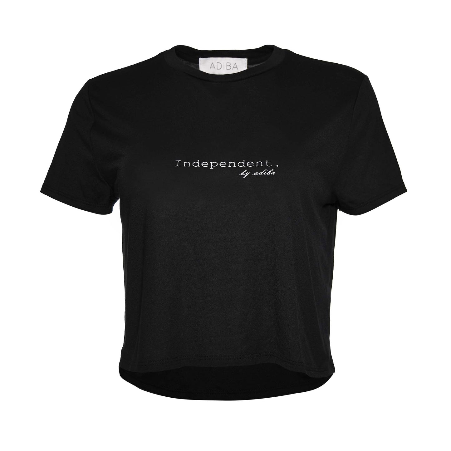 Black Cropped Top Flowy Fit Tailored Sleeve