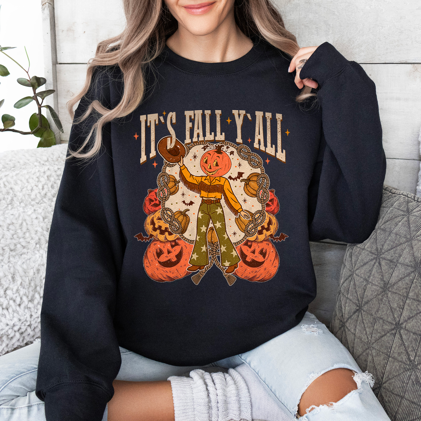 It's Fall Y'all Cute Jack O Lantern Autumn Sweatshirt Refinery Number One