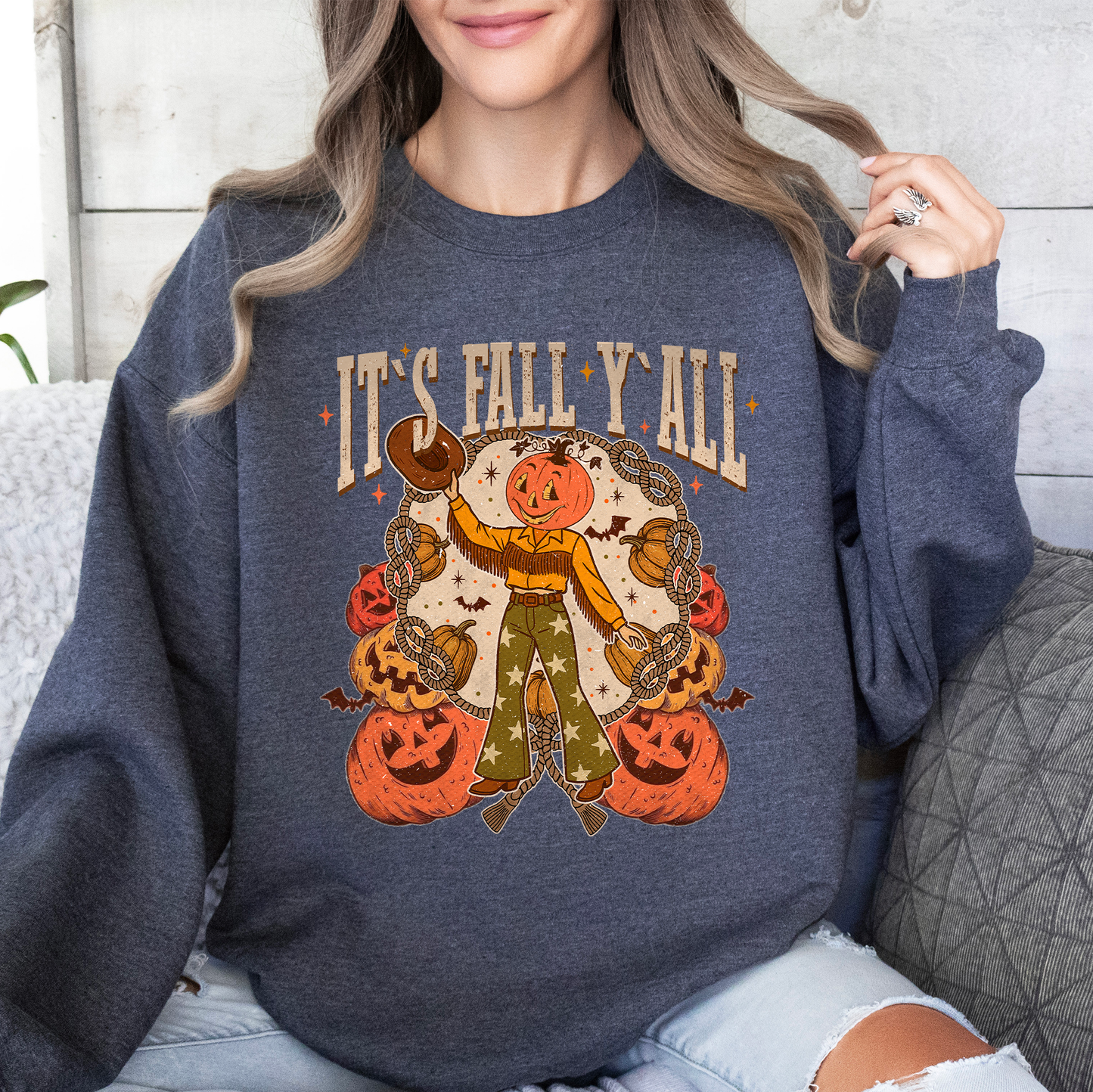 It's Fall Y'all Cute Jack O Lantern Autumn Sweatshirt Refinery Number One