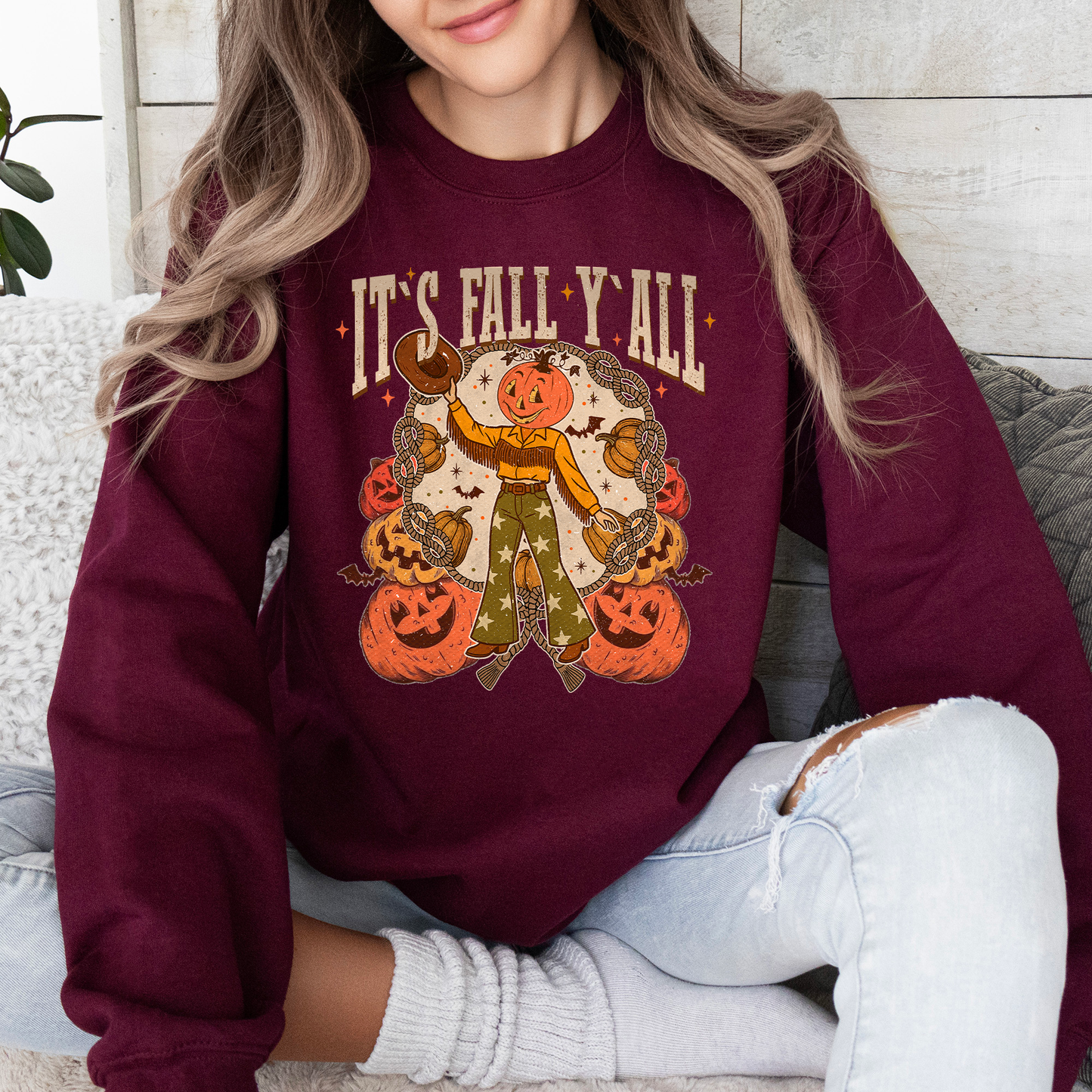 It's Fall Y'all Cute Jack O Lantern Autumn Sweatshirt Refinery Number One