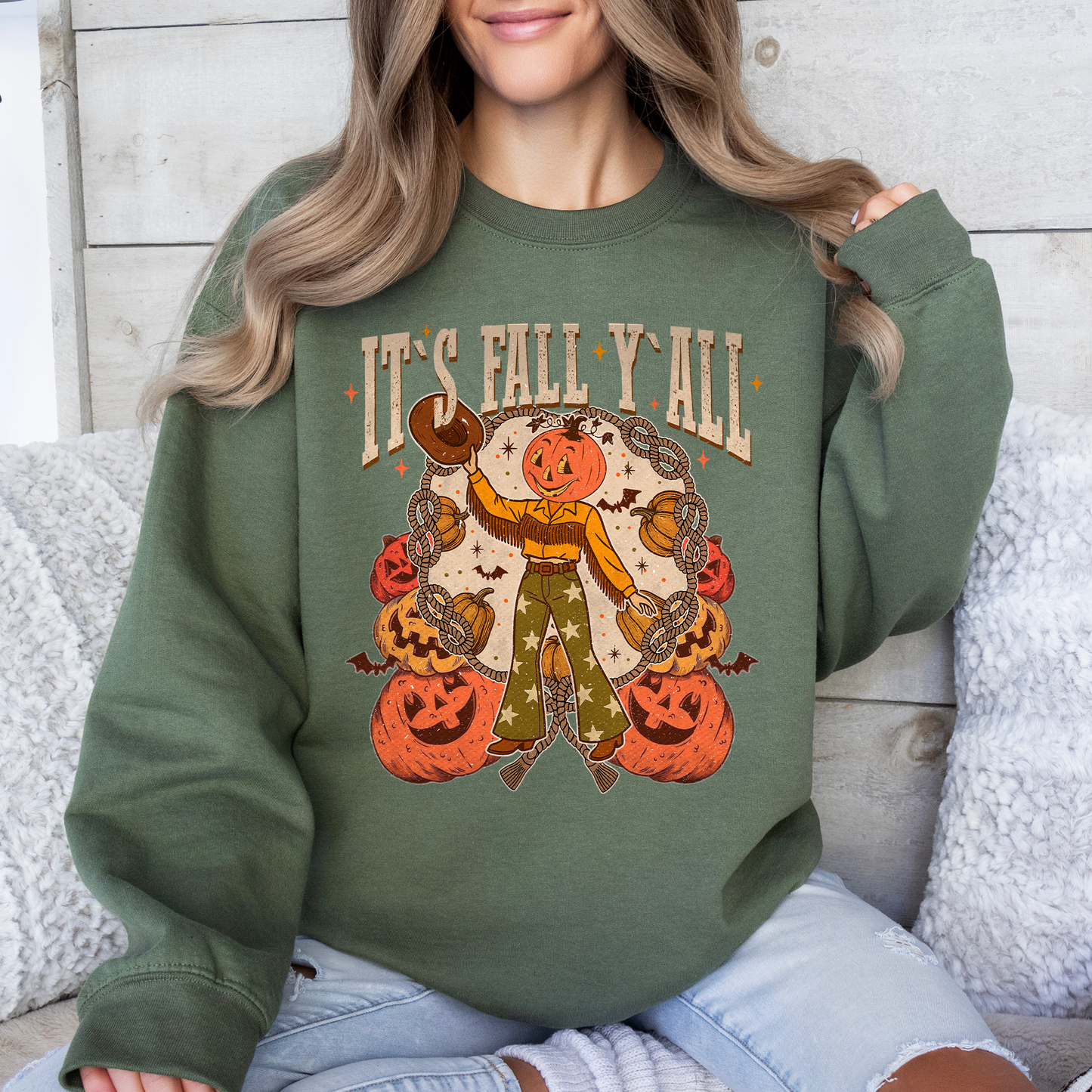 It's Fall Y'all Cute Jack O Lantern Autumn Sweatshirt Refinery Number One