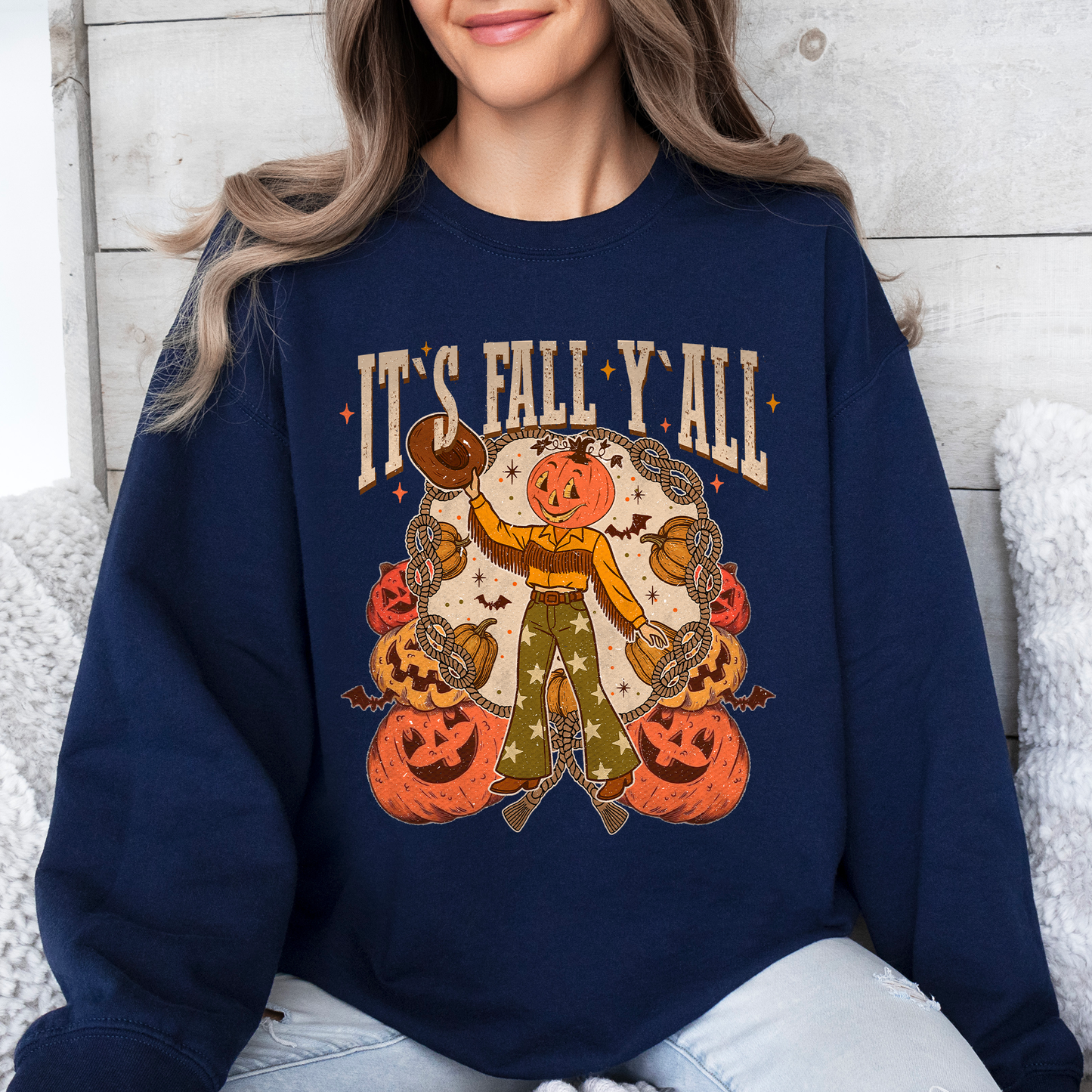 It's Fall Y'all Cute Jack O Lantern Autumn Sweatshirt Refinery Number One