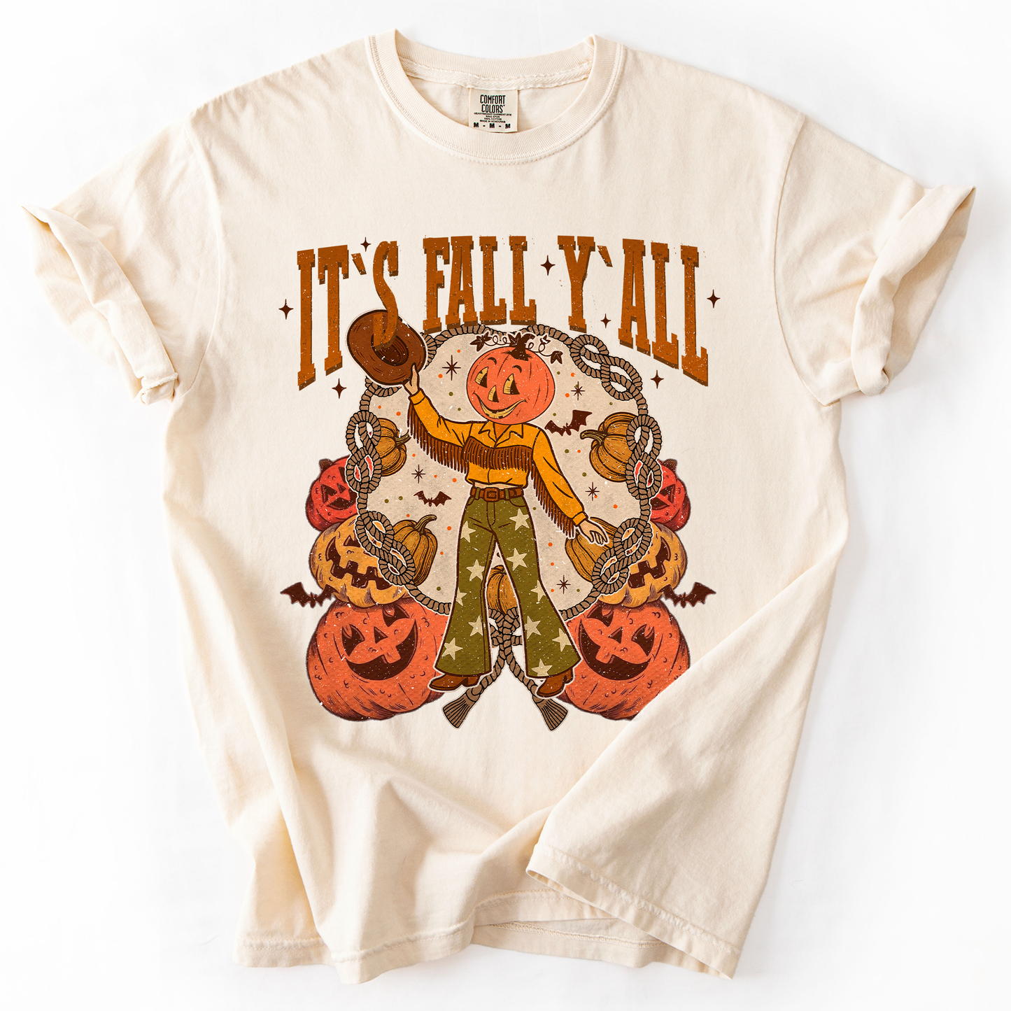 It's Fall Y'all Watercolor Jack O Lantern Comfort Colors T-Shirt Refinery Number One