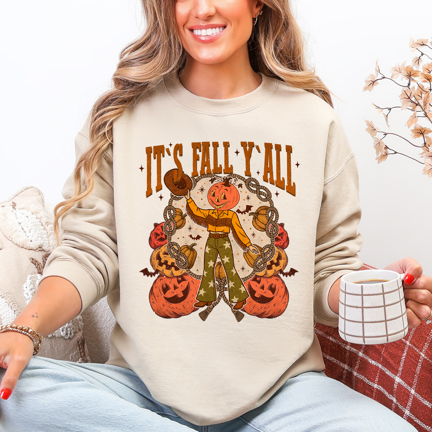 It's Fall Y'all Cute Jack O Lantern Autumn Sweatshirt Refinery Number One