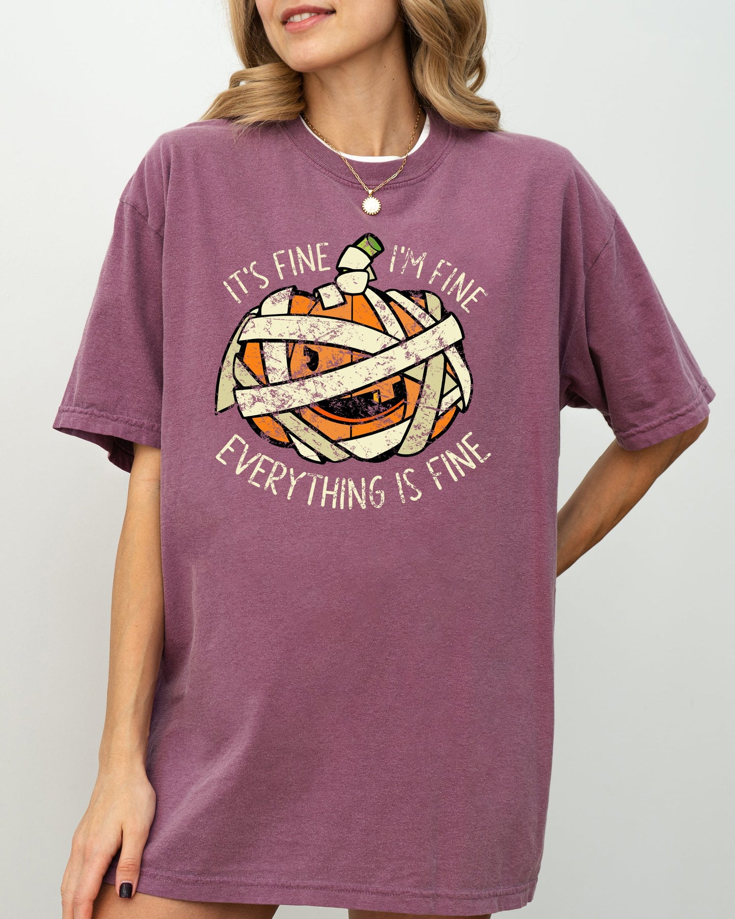 It's Fine Pumpkin Halloween Jack-o-lantern Scary Spooky Fall Autumn Shirt Comfort Colors T-Shirt