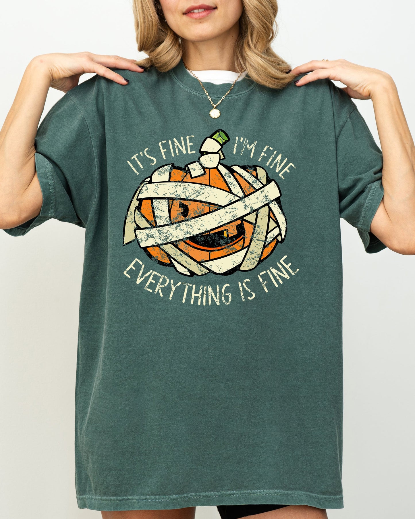 It's Fine Pumpkin Halloween Jack-o-lantern Scary Spooky Fall Autumn Shirt Comfort Colors T-Shirt