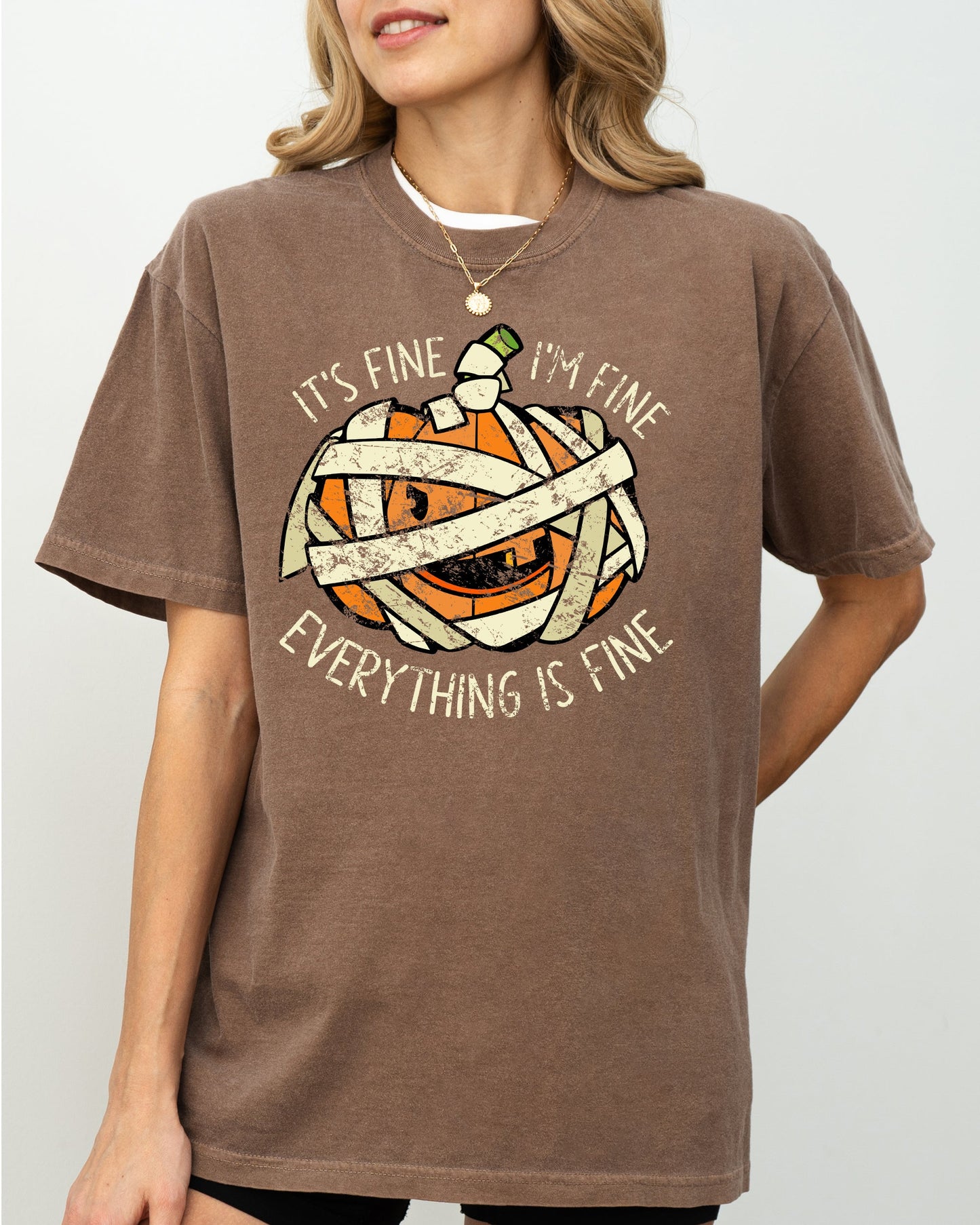 It's Fine Pumpkin Halloween Jack-o-lantern Scary Spooky Fall Autumn Shirt Comfort Colors T-Shirt