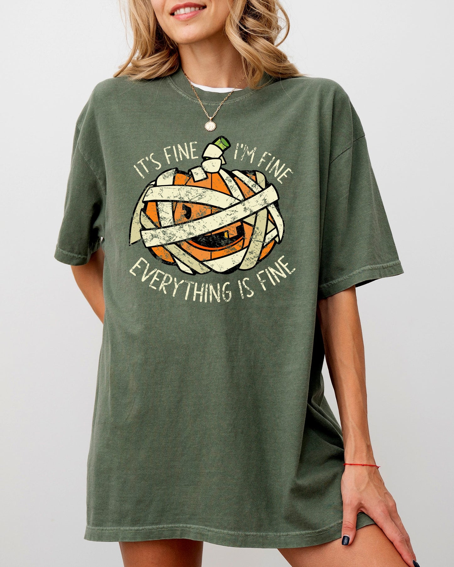 It's Fine Pumpkin Halloween Jack-o-lantern Scary Spooky Fall Autumn Shirt Comfort Colors T-Shirt