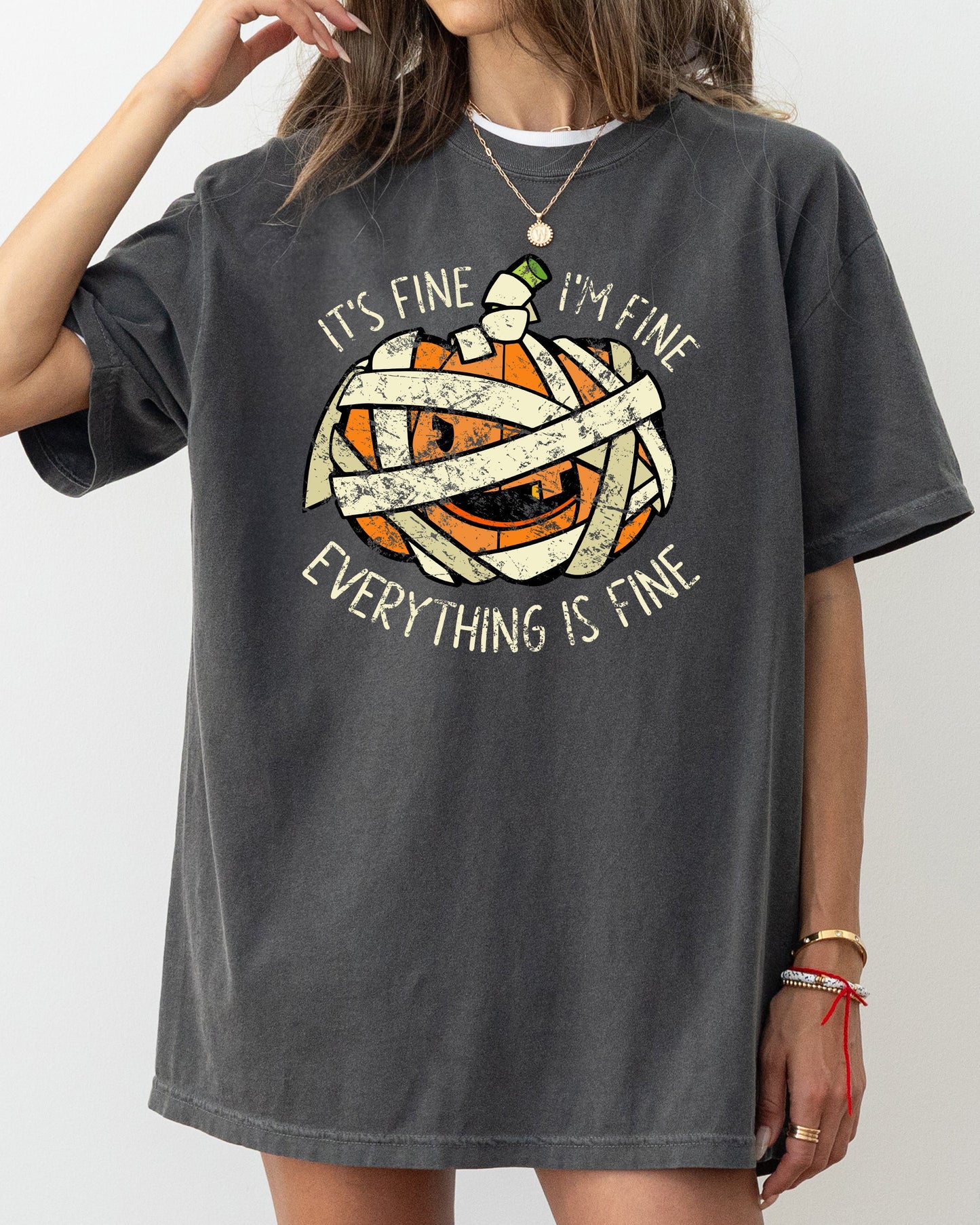 It's Fine Pumpkin Halloween Jack-o-lantern Scary Spooky Fall Autumn Shirt Comfort Colors T-Shirt
