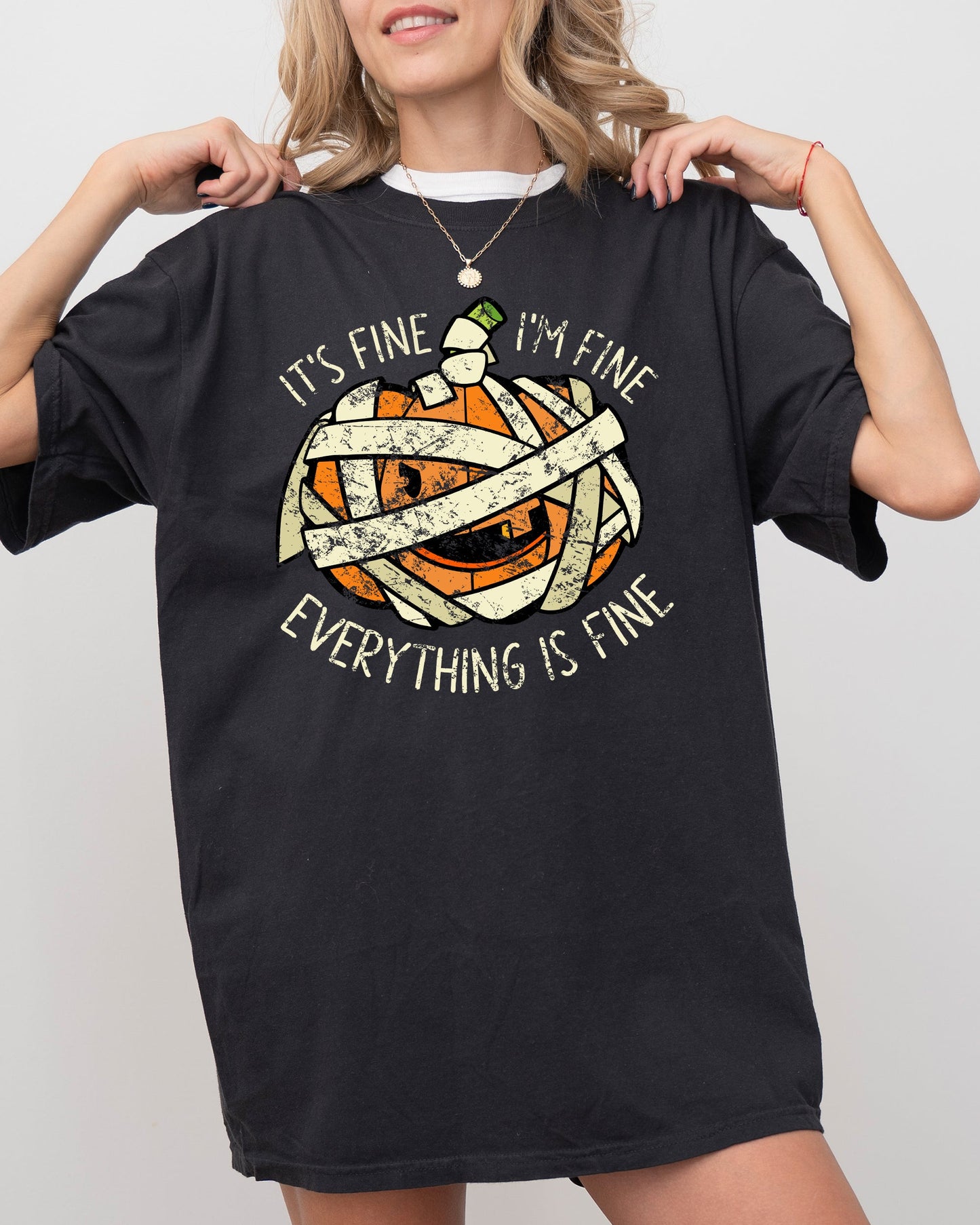 It's Fine Pumpkin Halloween Jack-o-lantern Scary Spooky Fall Autumn Shirt Comfort Colors T-Shirt