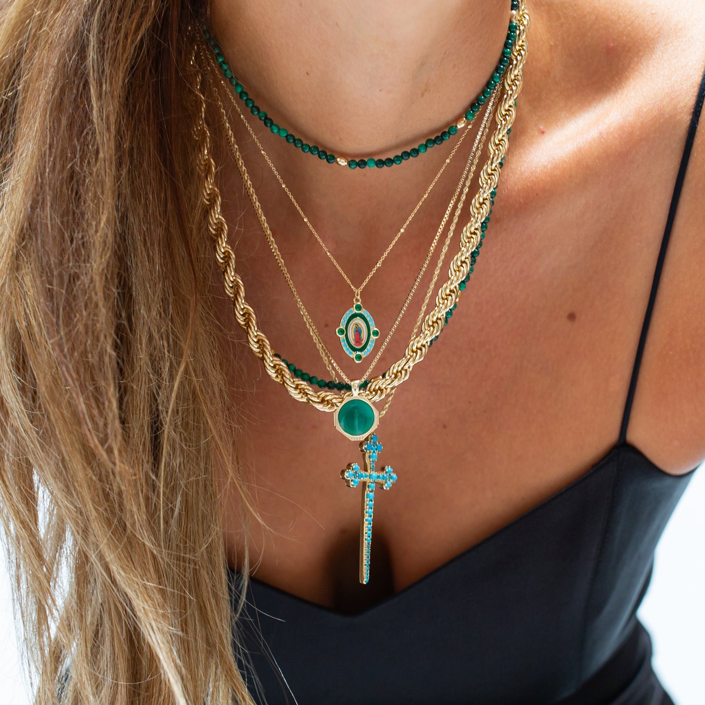 Our Lady Guadalupe Necklace - Green