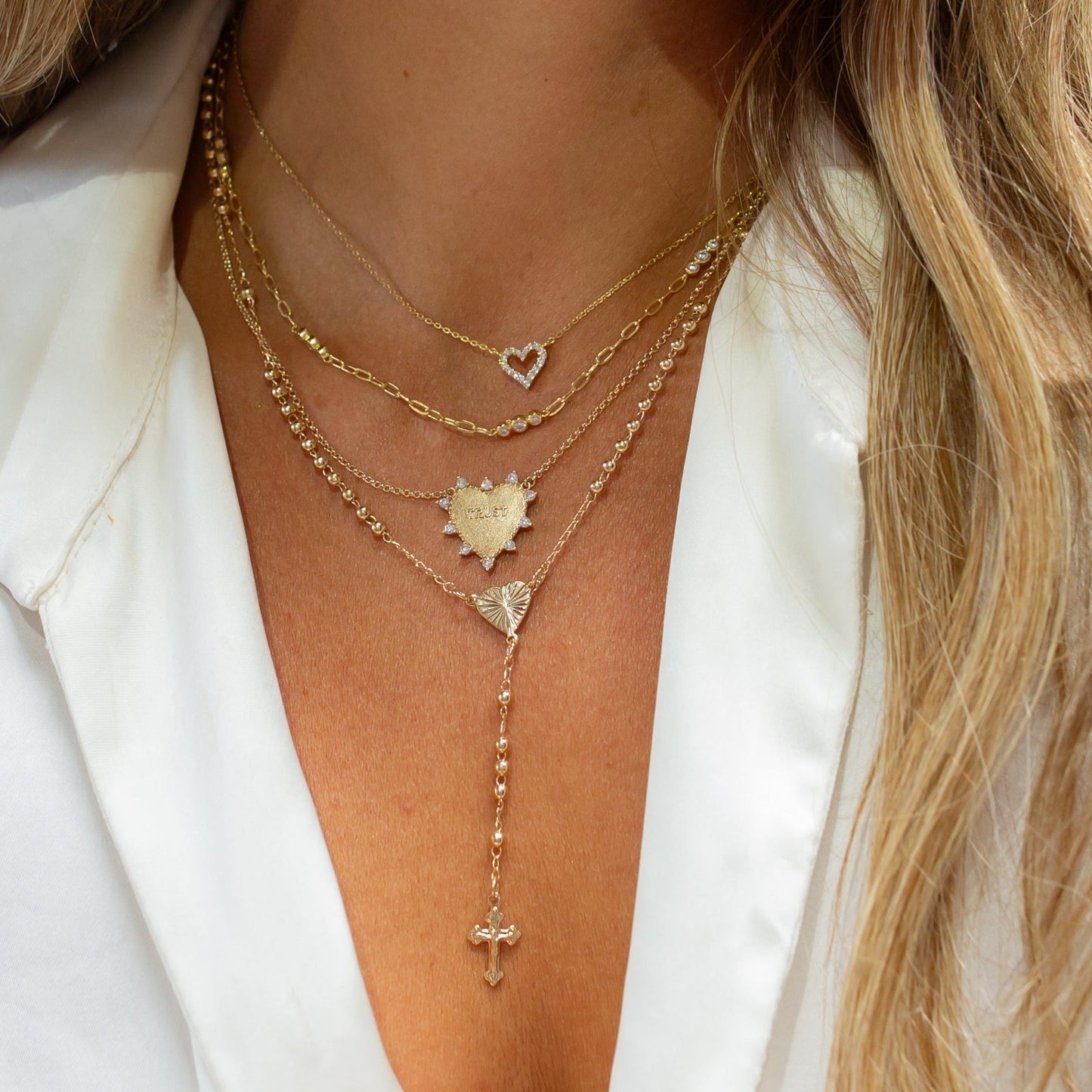 Heart of Devotion Textured Heart Rosary Necklace Joy Dravecky