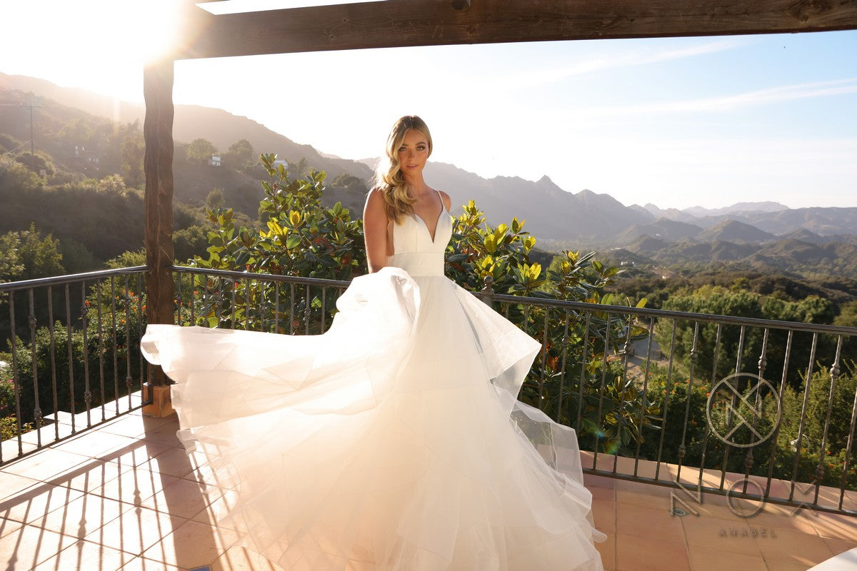 Nox Anabel JE997 Long Sleeveless Layered A-Line Wedding Gown