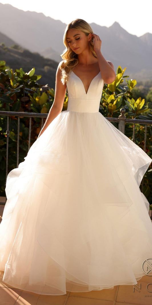 Nox Anabel JE997 Long Sleeveless Layered A-Line Wedding Gown