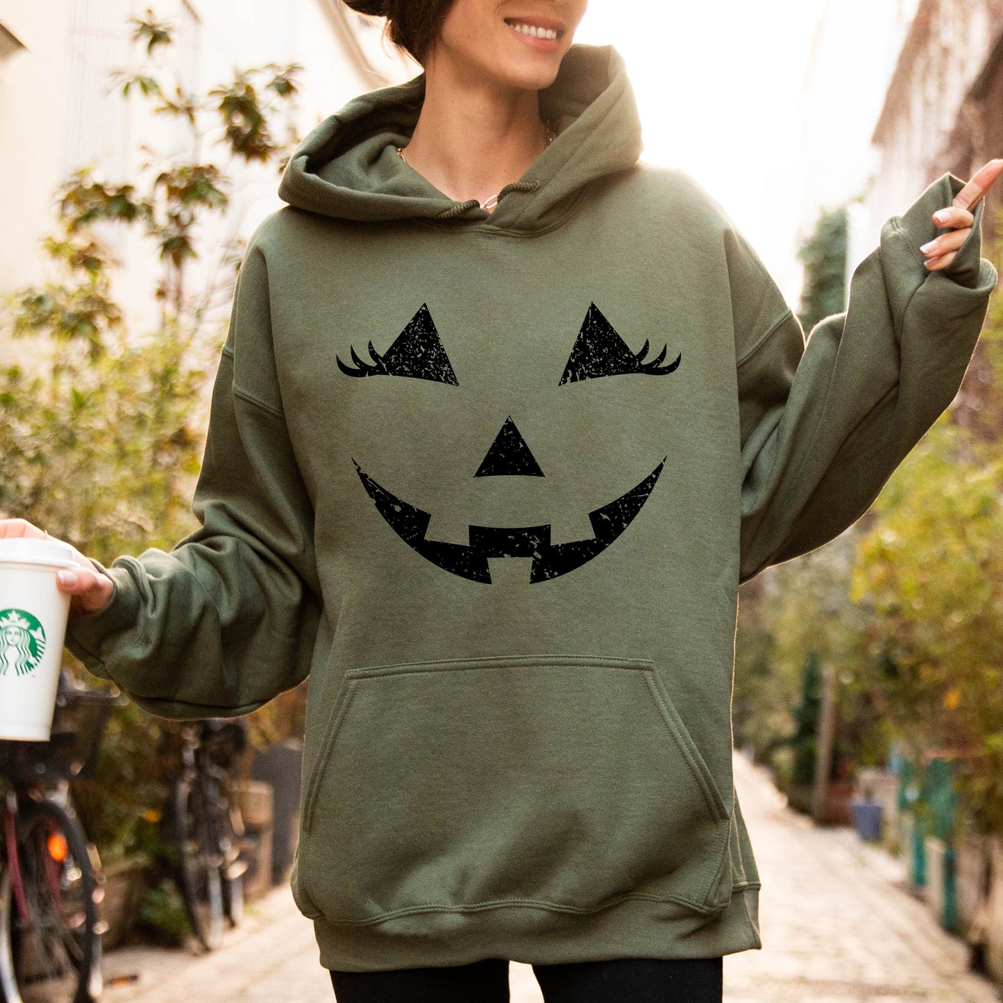 Jack-O-Lantern, Girl Pumpkin, Cute, Halloween, Spooky, Trick Or Treat Costume, Witch Hoodie, Hooded Sweatshirt