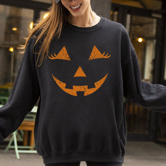 Jack-O-Lantern, Girl Pumpkin, Cute, Halloween, Spooky, Trick Or Treat Costume, Witch Sweatshirt