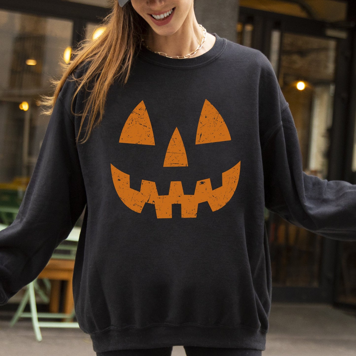 Jack-O-Lantern, Pumpkin, Cute, Halloween, Spooky, Trick Or Treat Costume, Witch Sweatshirt
