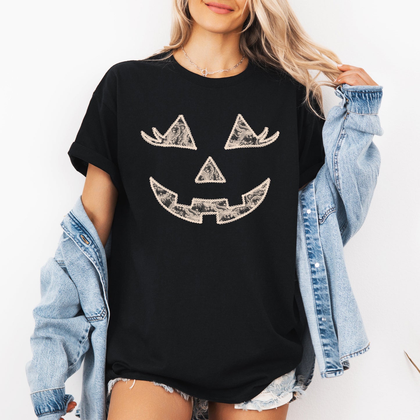 Jack-o-Lantern, Coquette, Faux Lace, Halloween, Tshirt