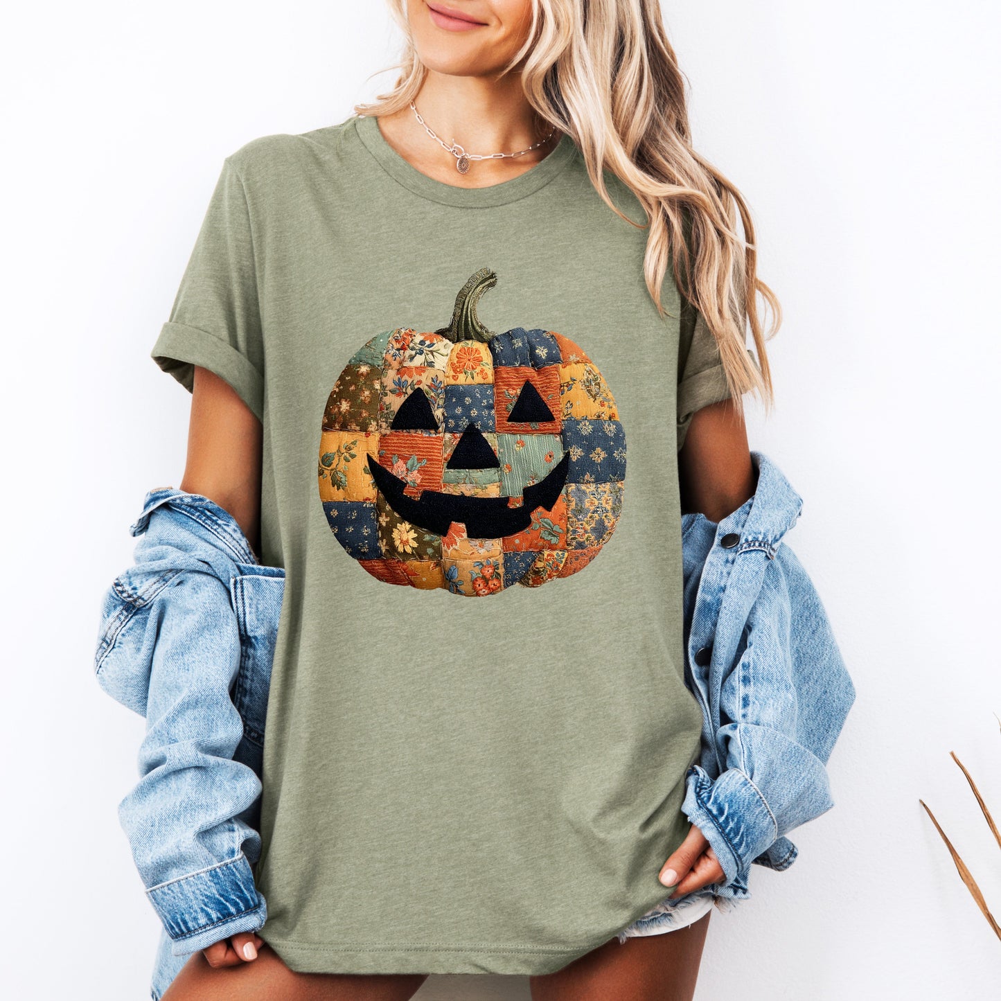 Jack-o-Lantern, Faux Quilt Pumpkin, Halloween, Fall, Autumn, Tshirt