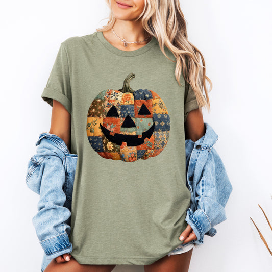 Jack-o-Lantern, Faux Quilt Pumpkin, Halloween, Fall, Autumn, Tshirt