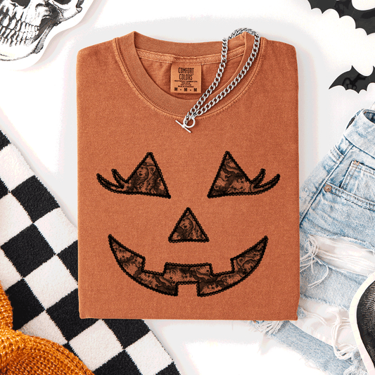 Jack o Lantern, Coquette, Faux Lace, Halloween, Comfort Colors T-Shirt