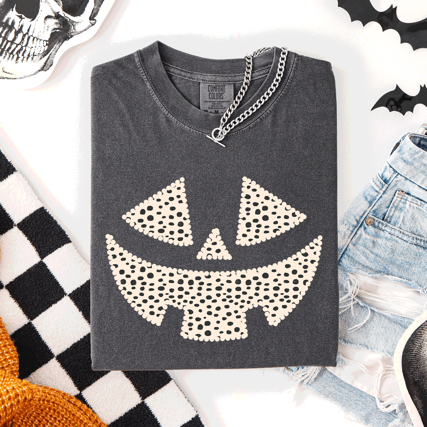 Jack o Lantern, Dalmatian Print, Halloween, Comfort Colors T-Shirt