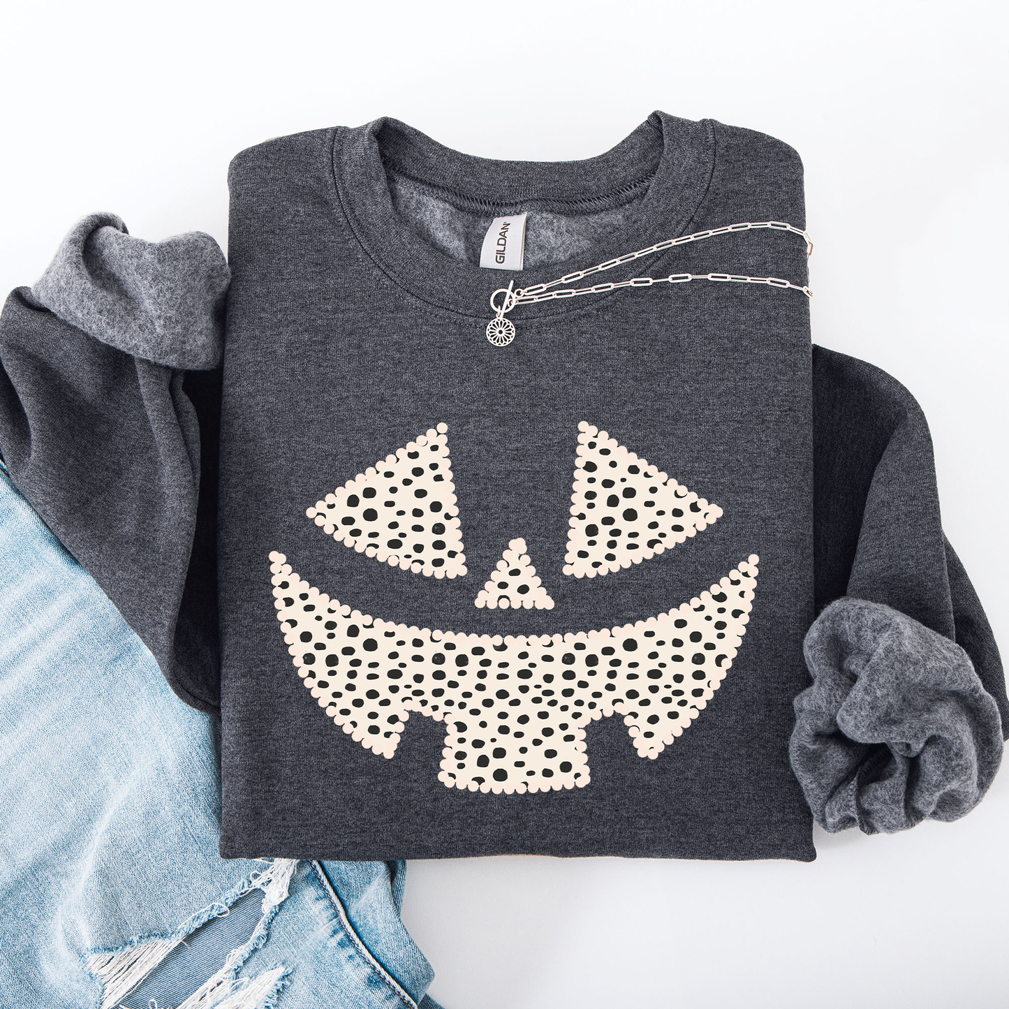 Jack o Lantern, Dalmatian Print, Halloween Sweatshirt