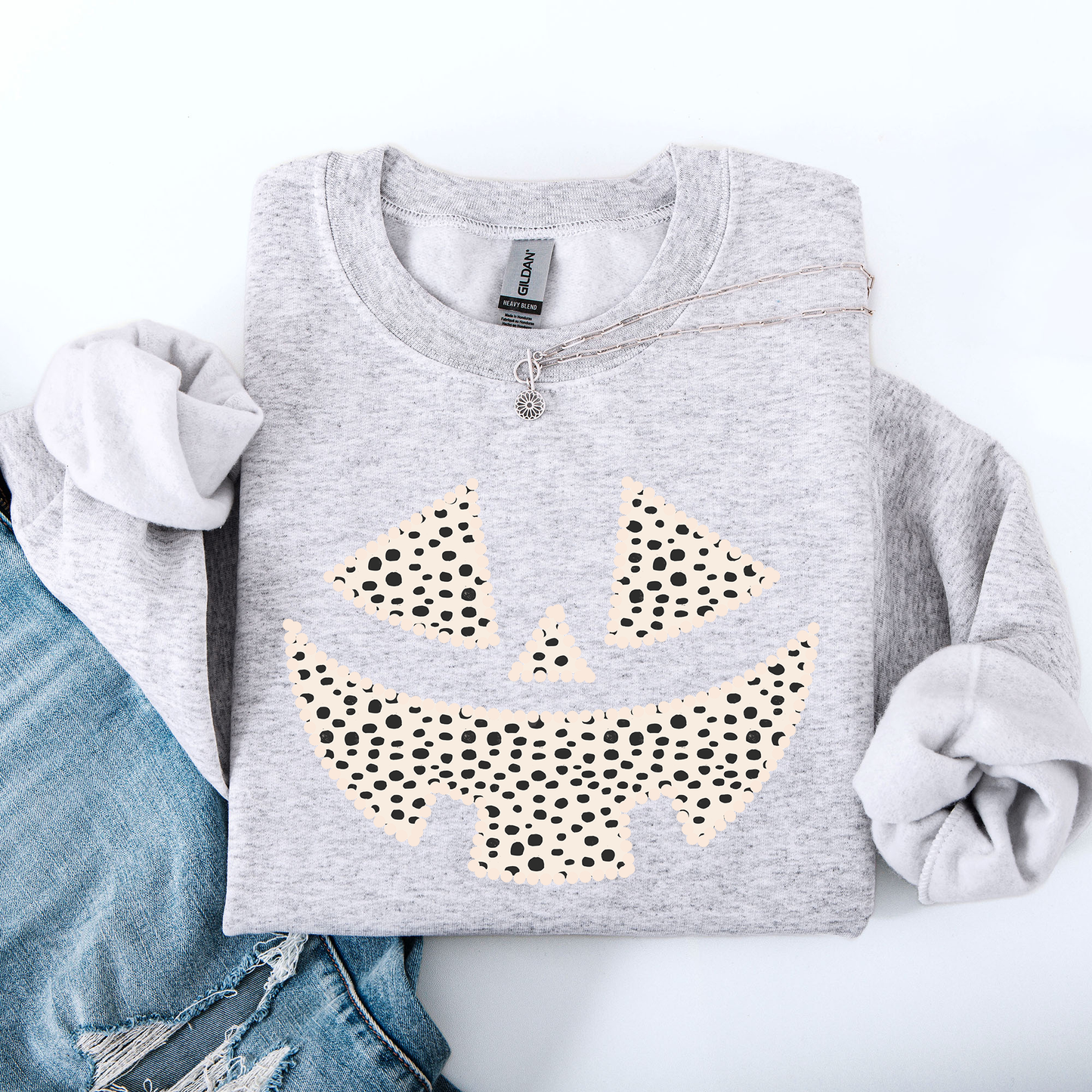 Jack o Lantern, Dalmatian Print, Halloween Sweatshirt