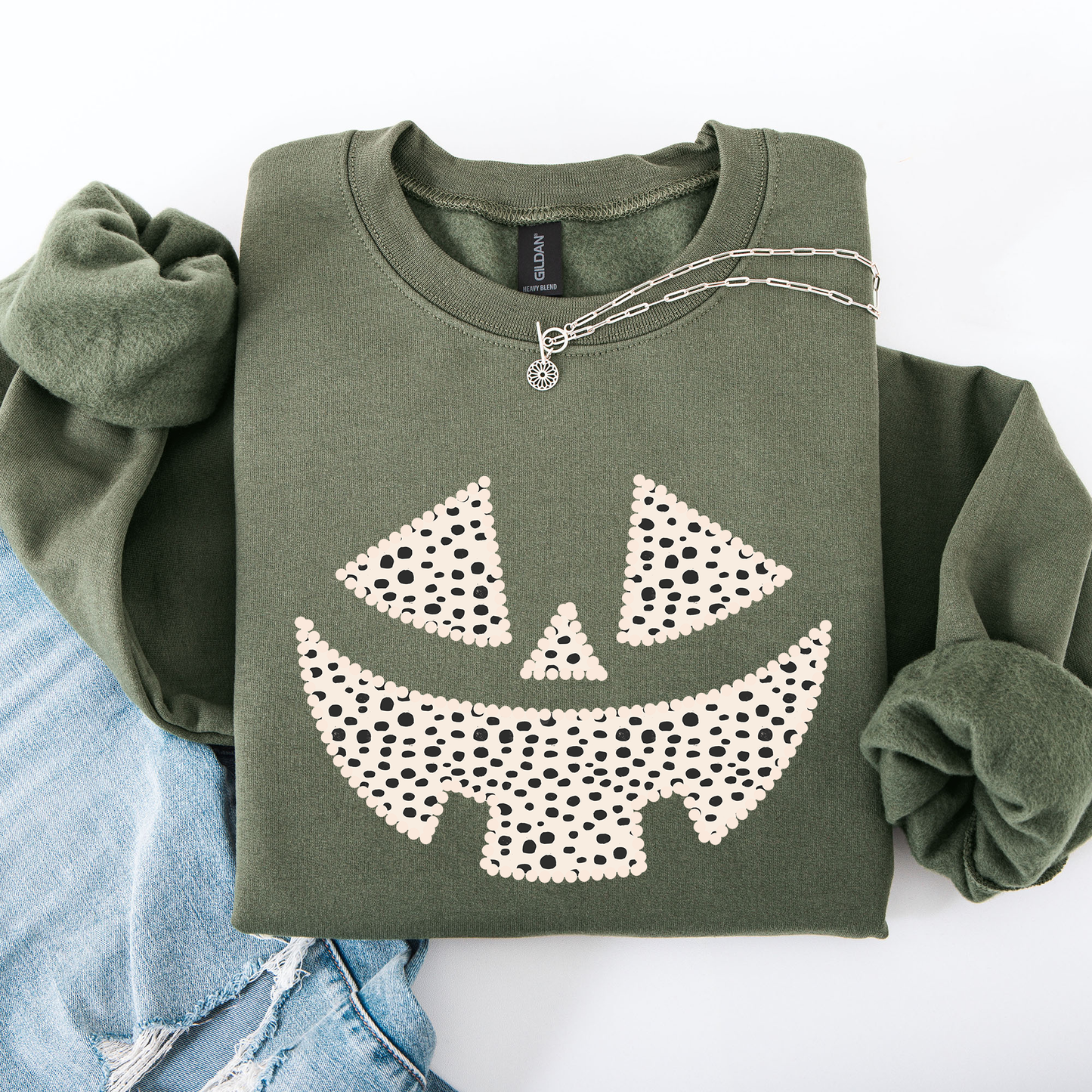 Jack o Lantern, Dalmatian Print, Halloween Sweatshirt