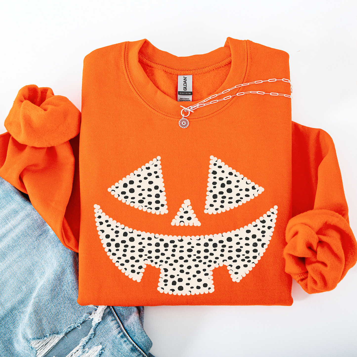 Jack o Lantern, Dalmatian Print, Halloween Sweatshirt