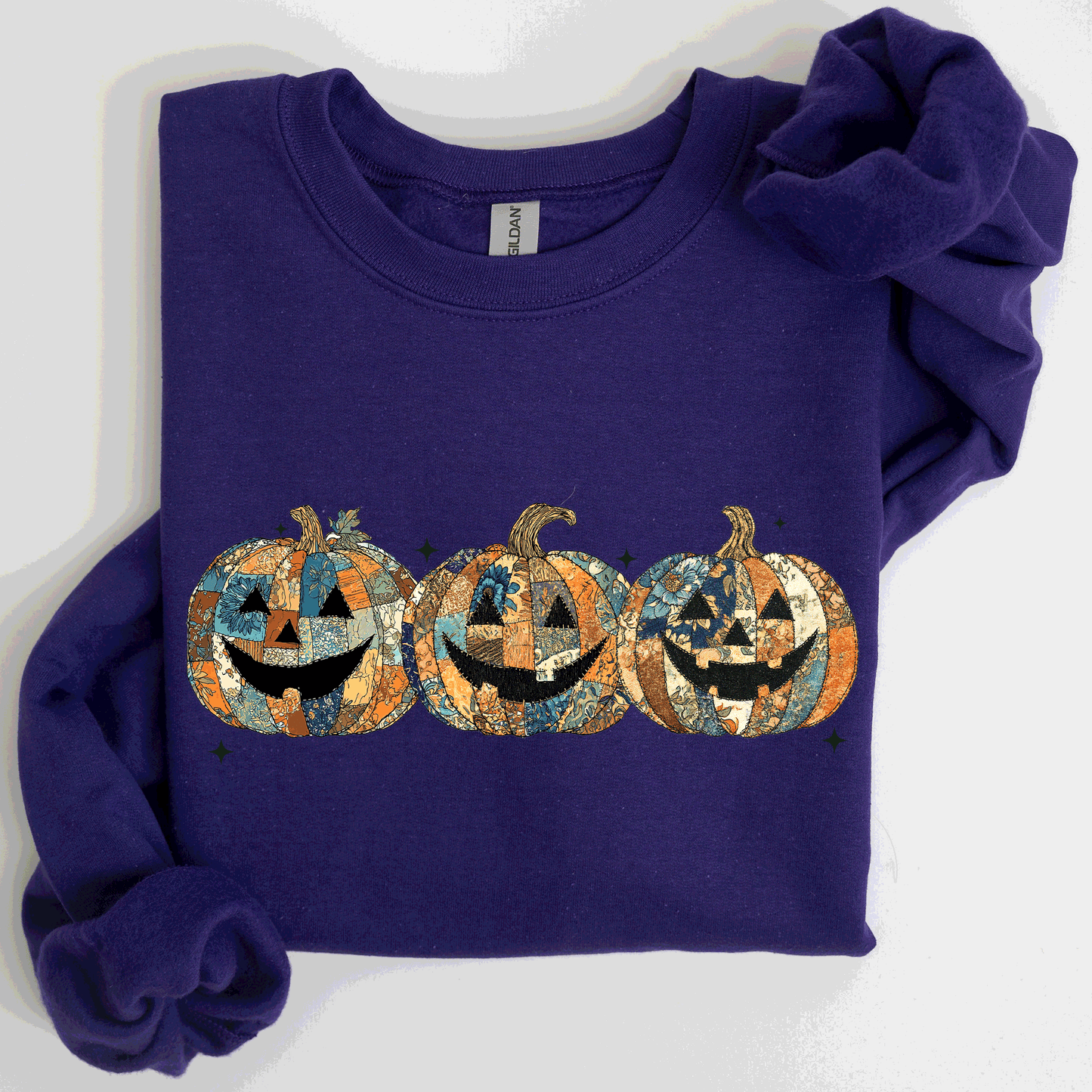Jack o Lanterns, Faux Quilt, Classic, Cute, Trad, Halloween, Fall, Autumn Sweatshirt
