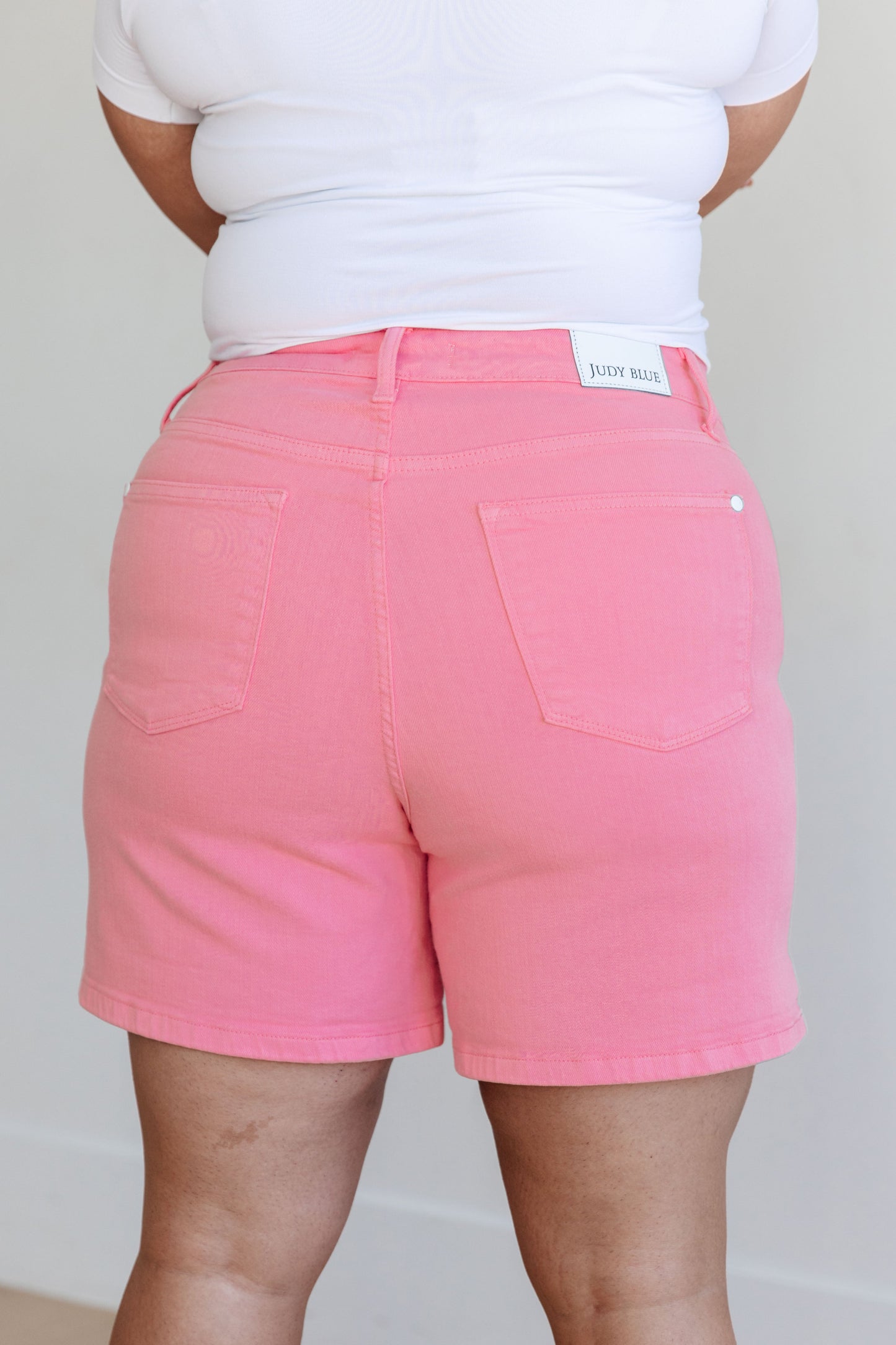 High Rise Control Top Pink Cuffed Shorts Judy Blue