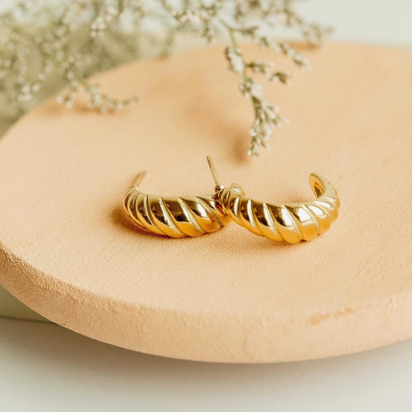 Gold Croissant Lightweight Hoop Earrings Sela Designs