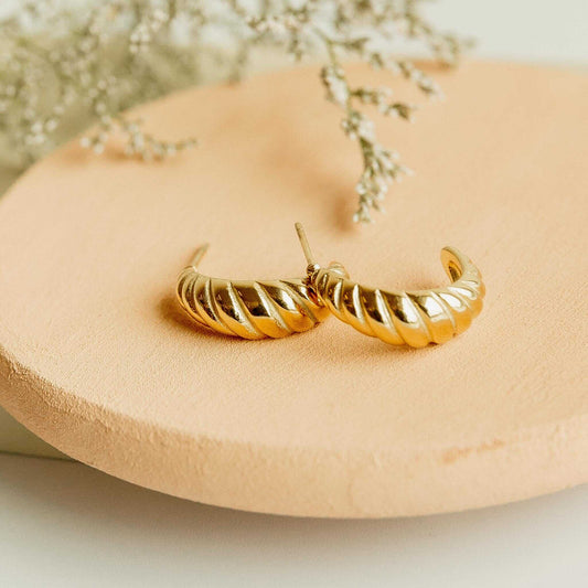 Gold Croissant Lightweight Hoop Earrings Sela Designs