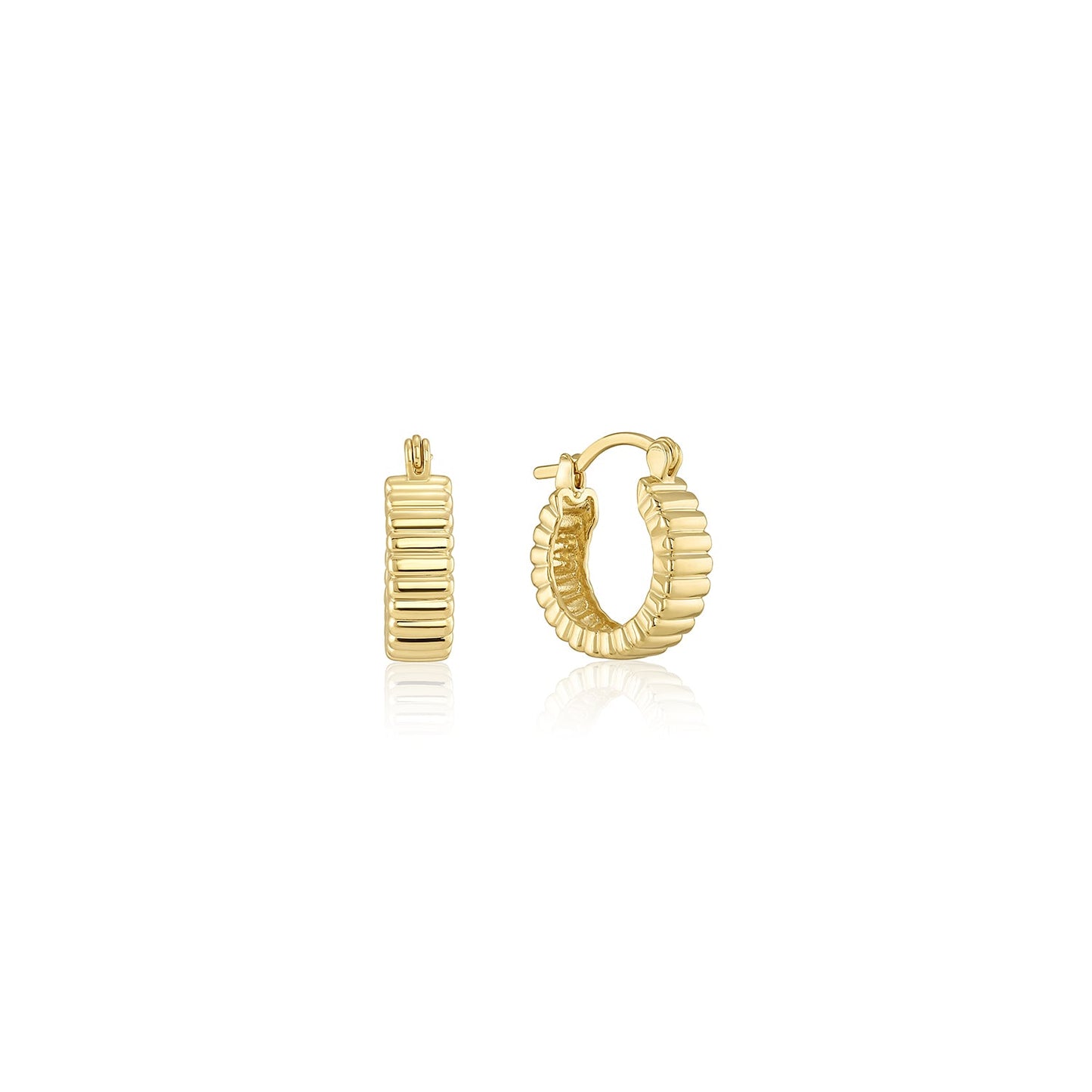 18k Gold Textured Hoop Snap Post Earrings Jules Hoops