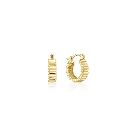 18k Gold Textured Hoop Snap Post Earrings Jules Hoops