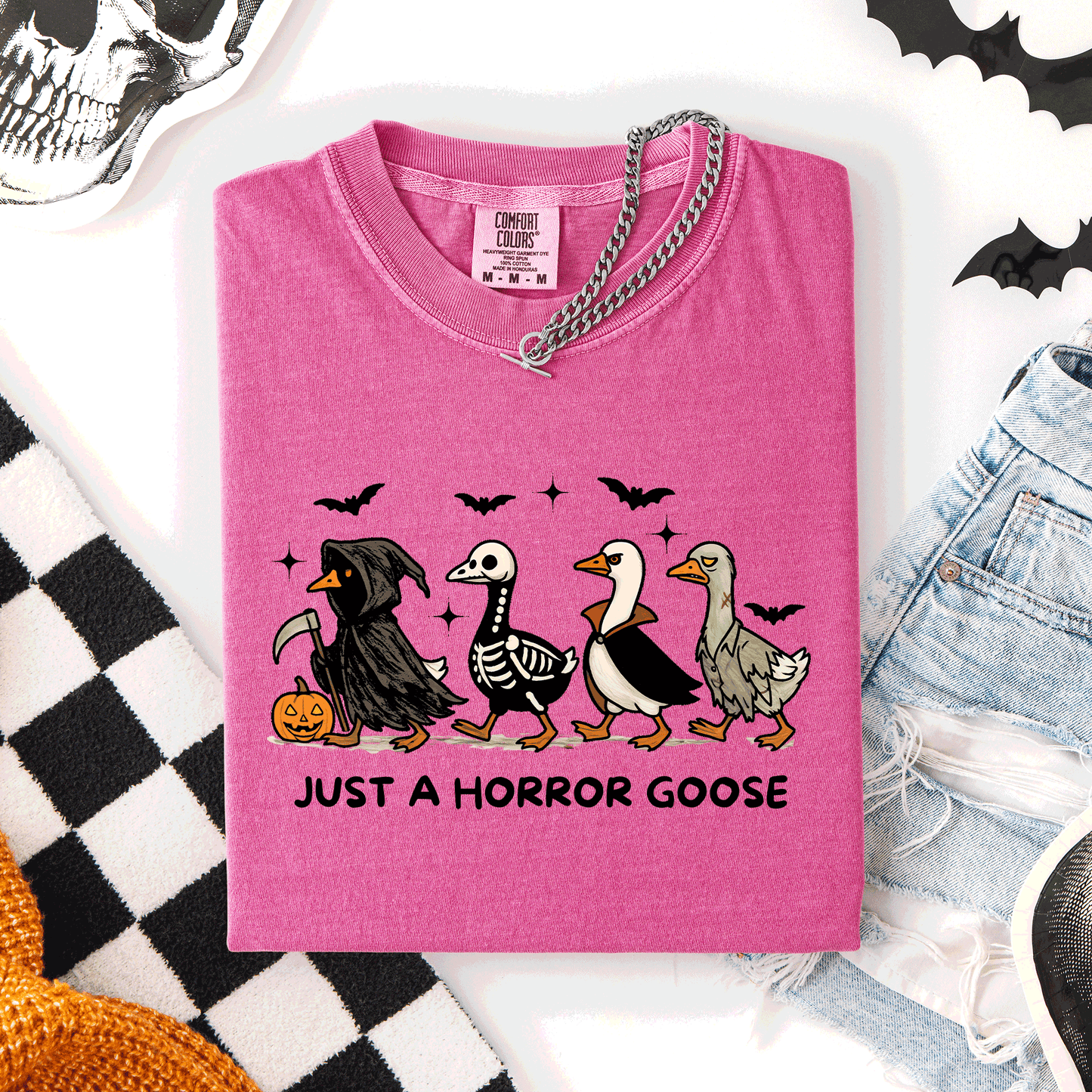 Just A Horror Goose, Cute, Halloween, Spooky, Comfort Colors T-Shirt