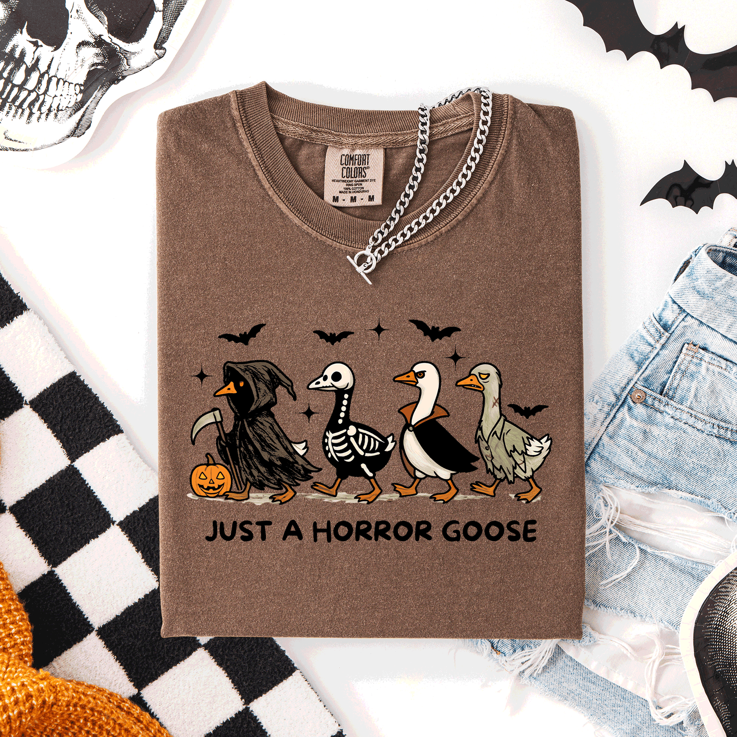 Just A Horror Goose, Cute, Halloween, Spooky, Comfort Colors T-Shirt