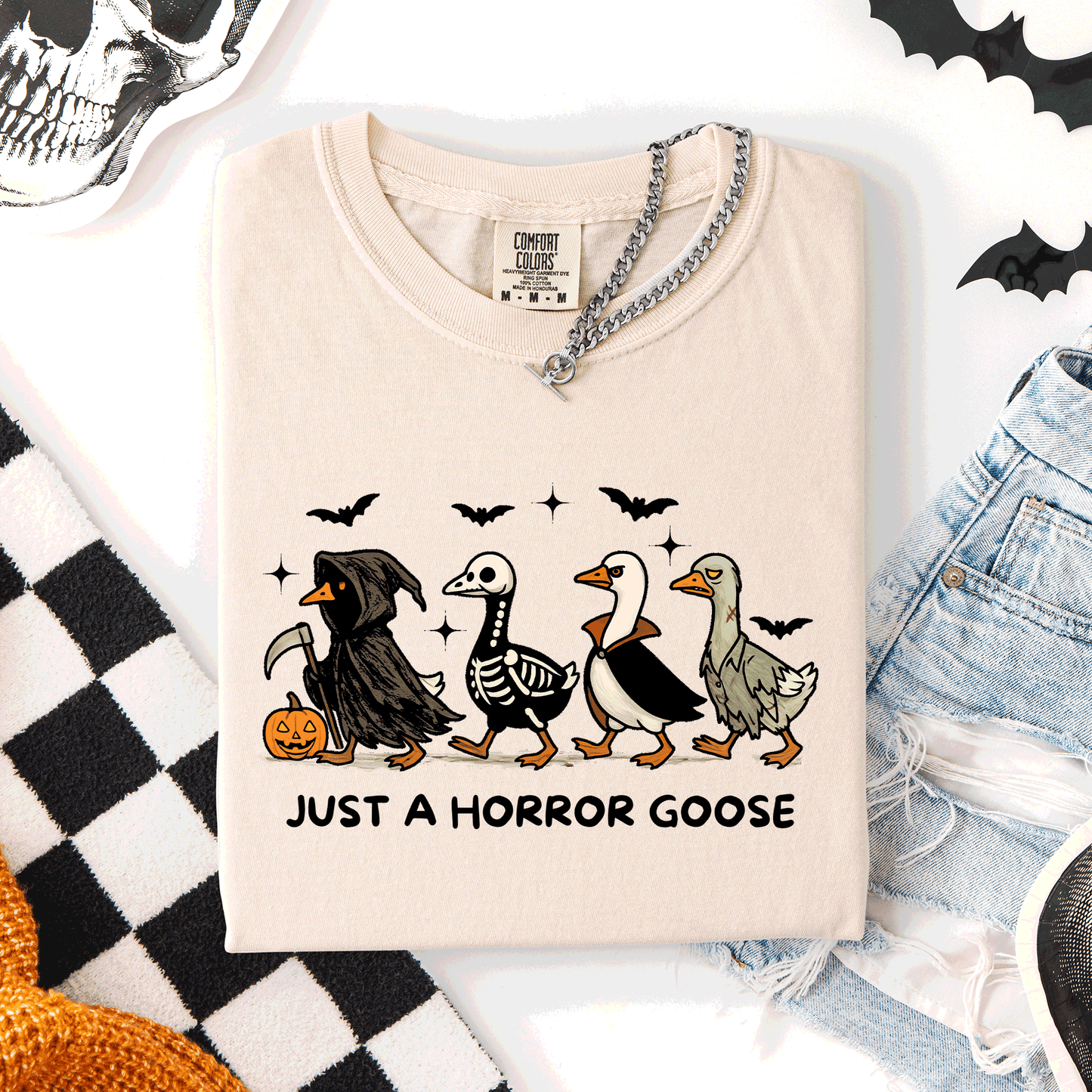 Just A Horror Goose, Cute, Halloween, Spooky, Comfort Colors T-Shirt