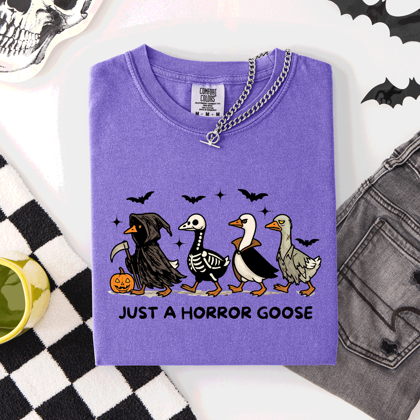 Just A Horror Goose, Cute, Halloween, Spooky, Comfort Colors T-Shirt