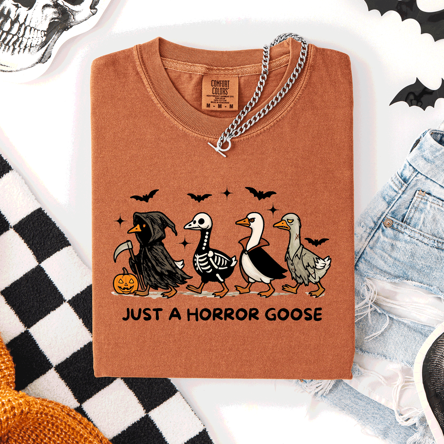 Just A Horror Goose, Cute, Halloween, Spooky, Comfort Colors T-Shirt