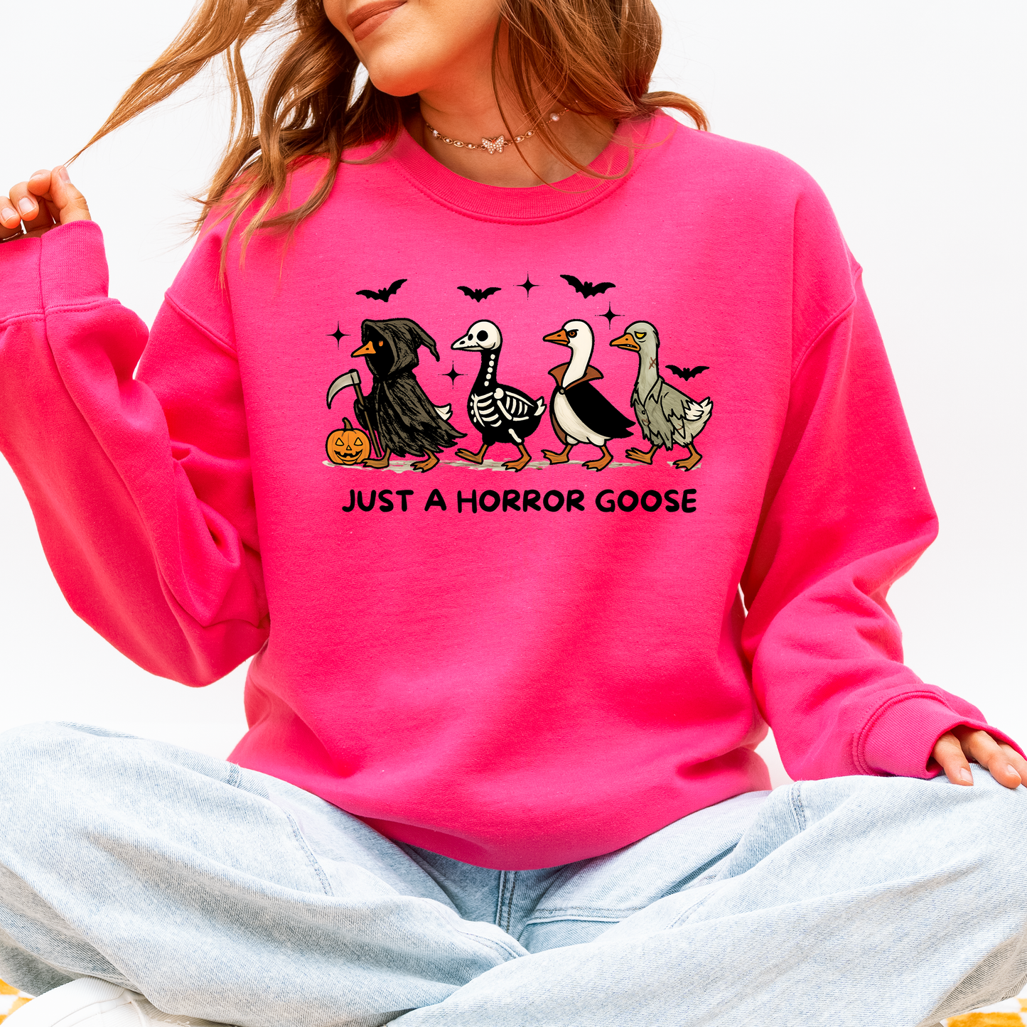 Just A Horror Goose, Cute, Halloween, Spooky Sweatshirt