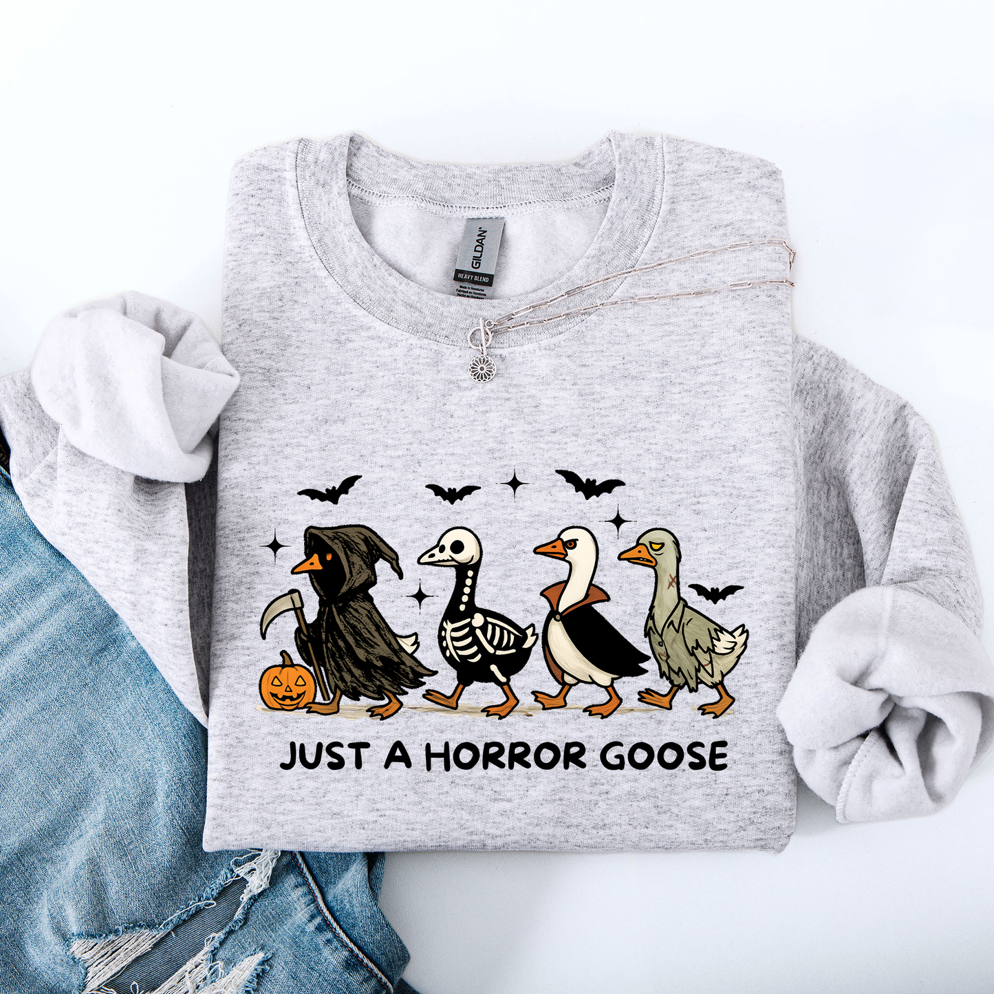 Just A Horror Goose, Cute, Halloween, Spooky Sweatshirt