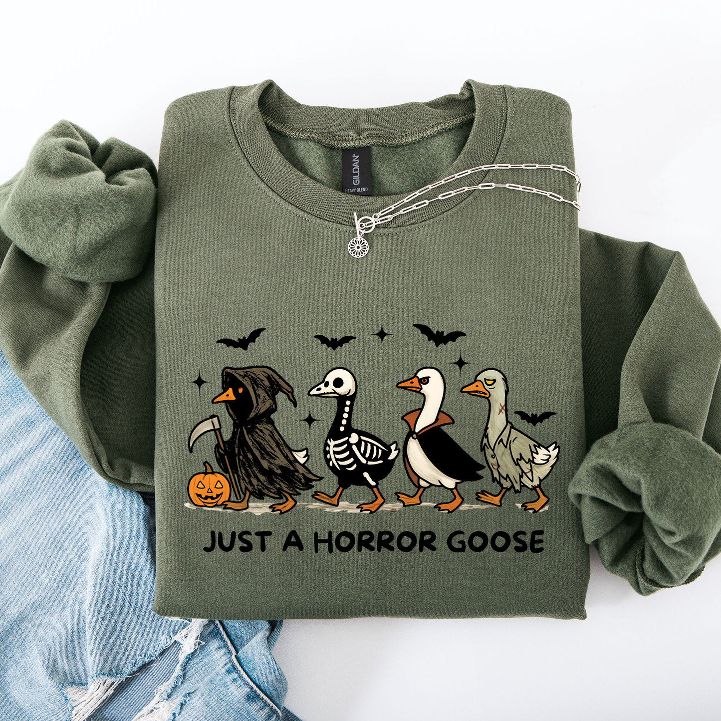 Just A Horror Goose, Cute, Halloween, Spooky Sweatshirt