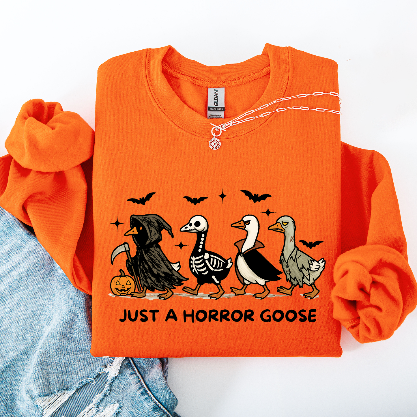 Just A Horror Goose, Cute, Halloween, Spooky Sweatshirt