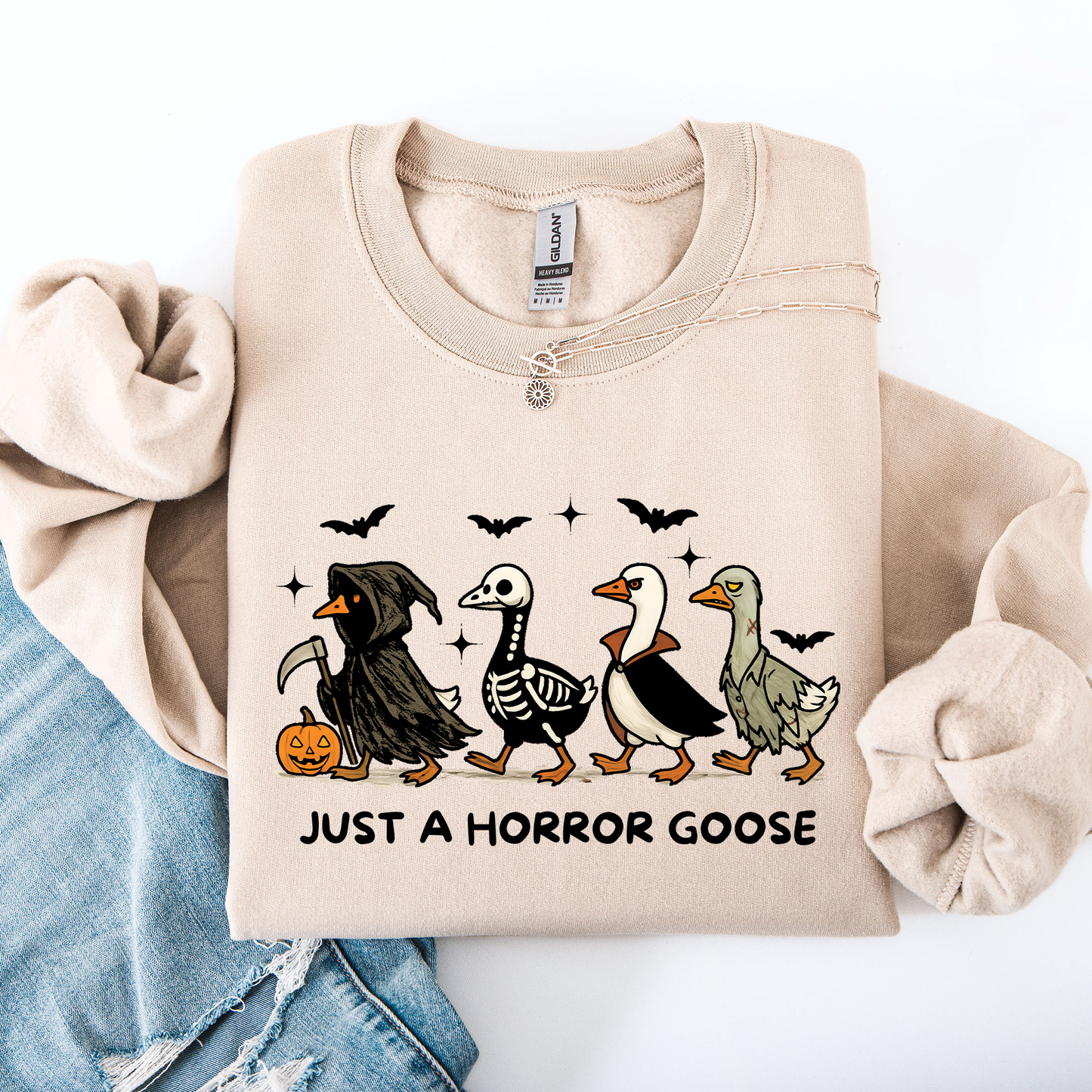 Just A Horror Goose, Cute, Halloween, Spooky Sweatshirt