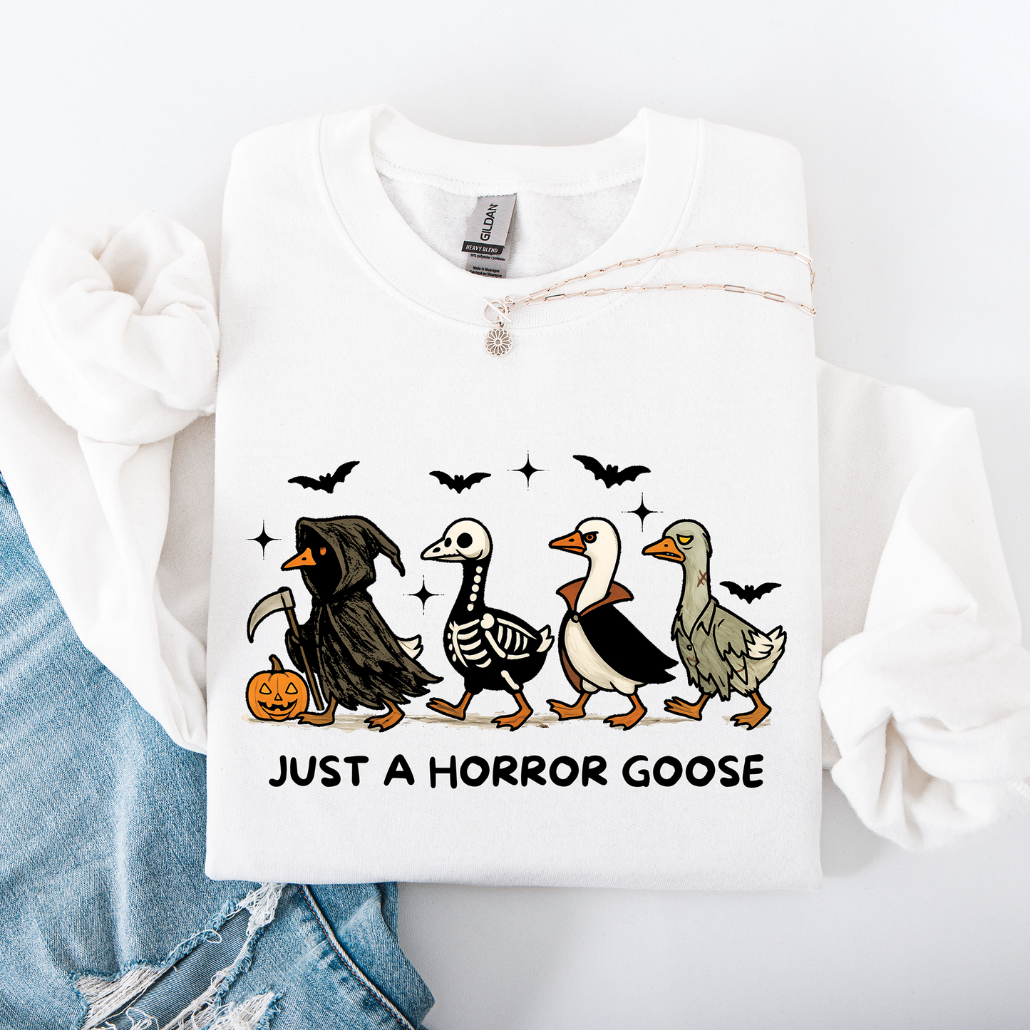 Just A Horror Goose, Cute, Halloween, Spooky Sweatshirt