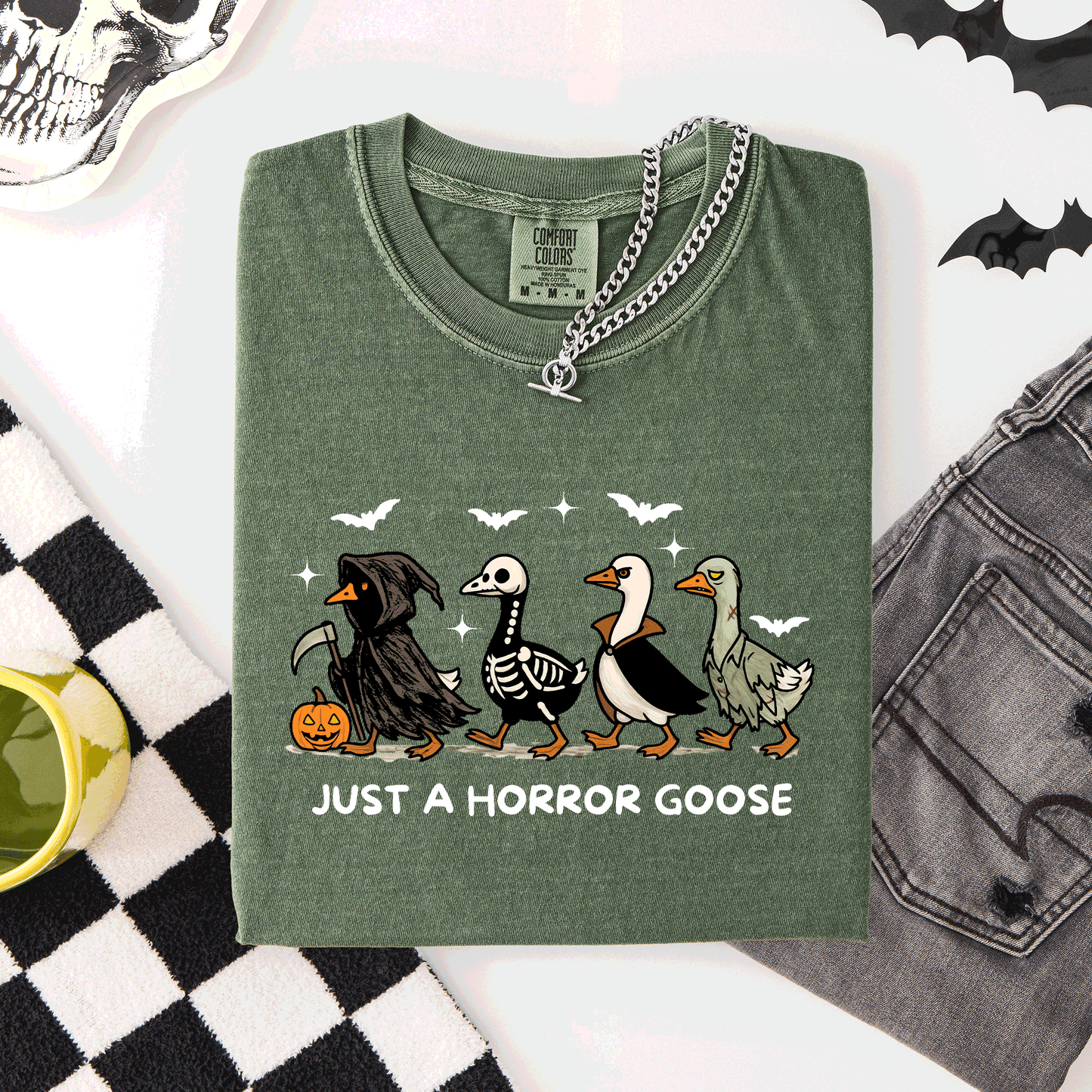 Just A Horror Goose, Cute, Halloween, Spooky, Comfort Colors T-Shirt