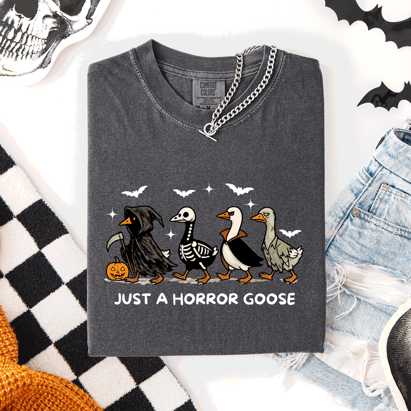 Just A Horror Goose, Cute, Halloween, Spooky, Comfort Colors T-Shirt