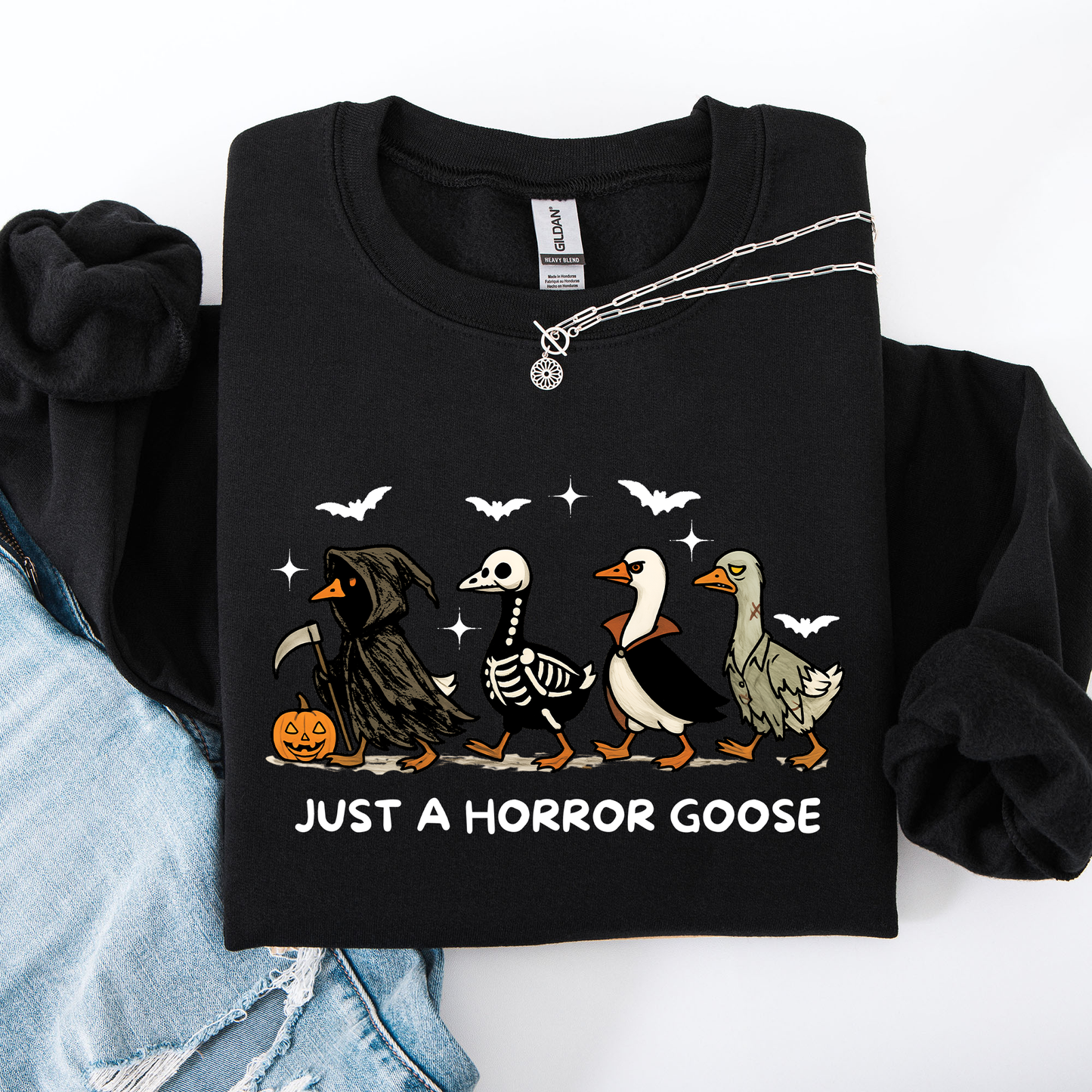 Just A Horror Goose, Cute, Halloween, Spooky Sweatshirt